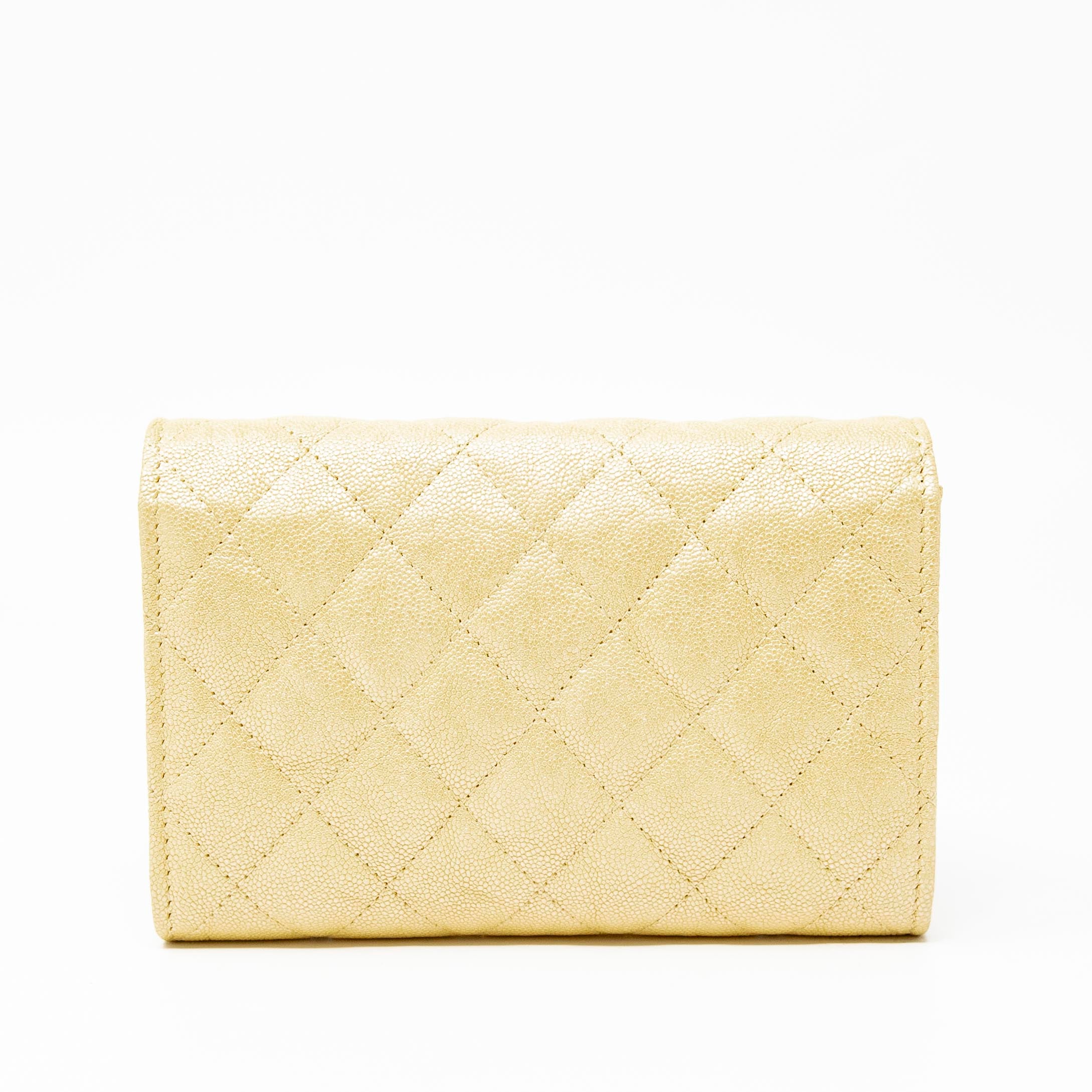 Chanel Yellow Iridescent Mini Wallet On Chain