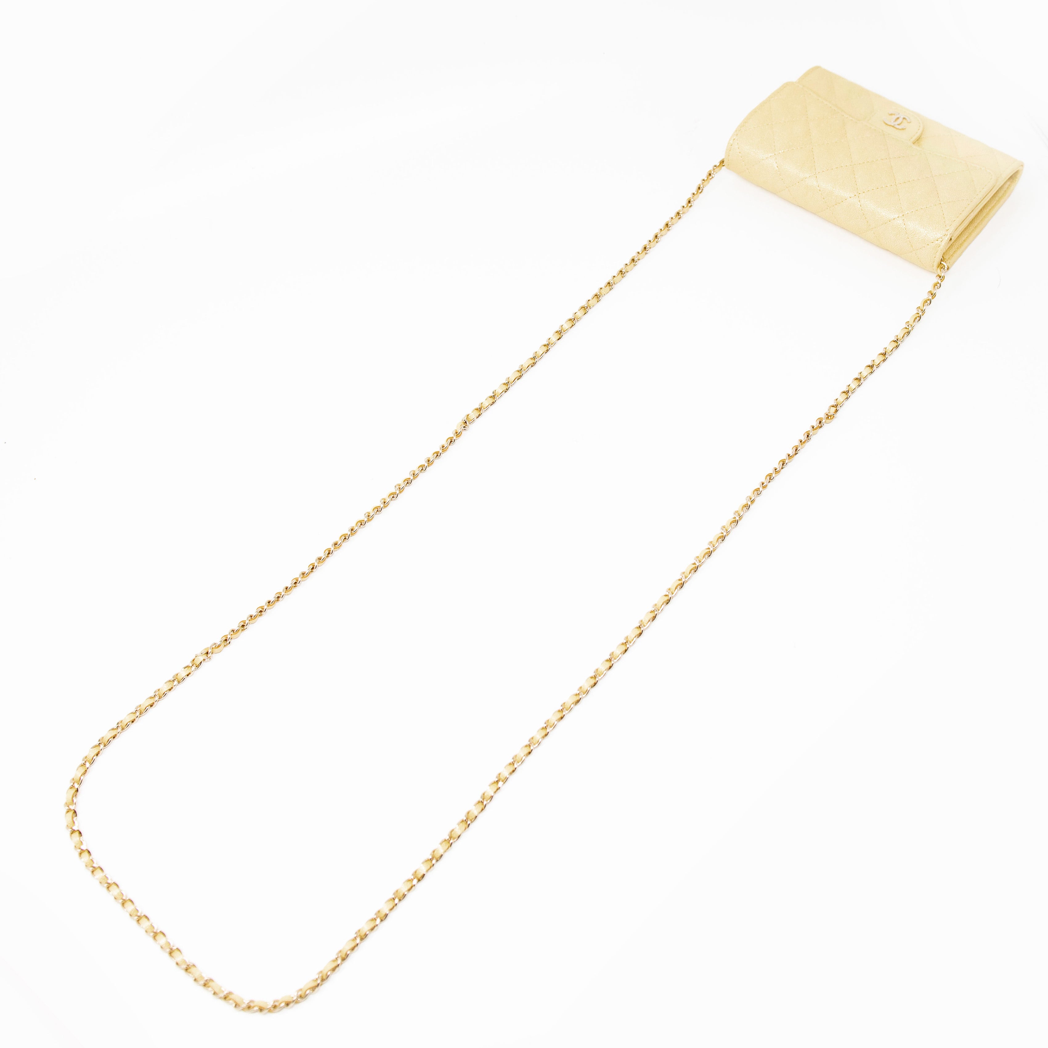 Chanel Yellow Iridescent Mini Wallet On Chain
