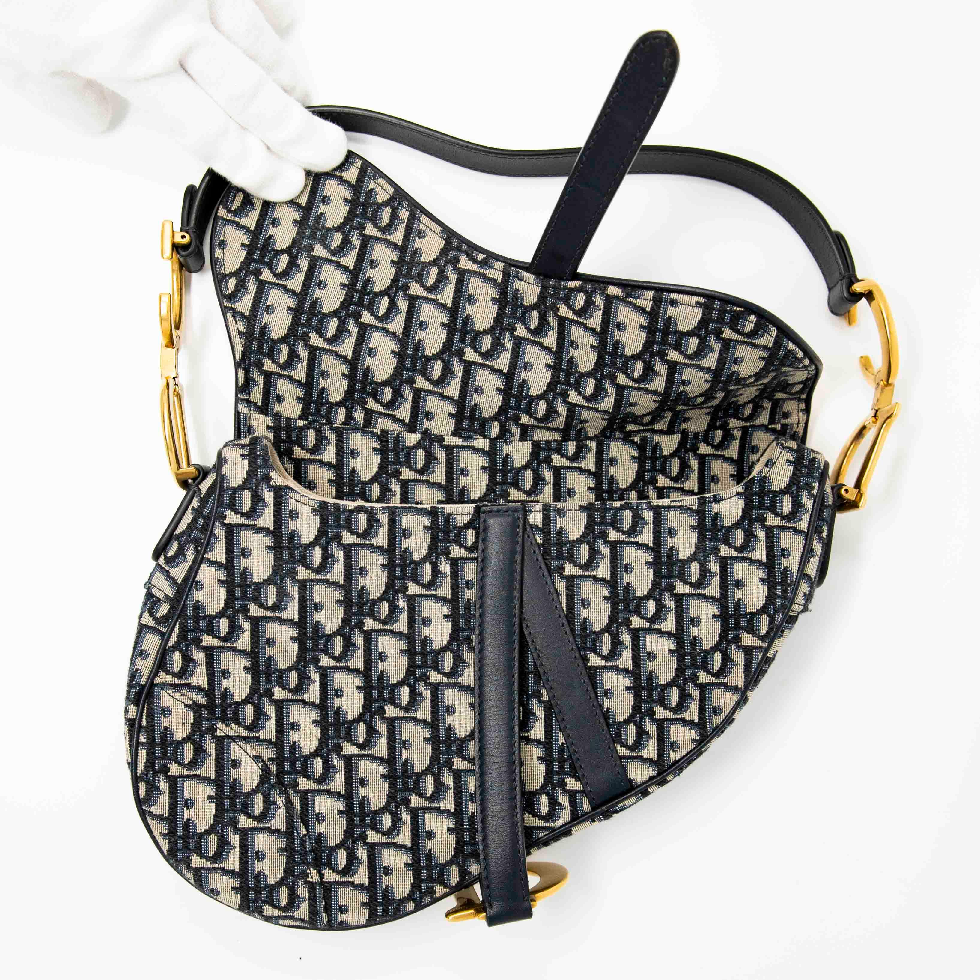 Dior Blue Oblique Medium Saddle Bag