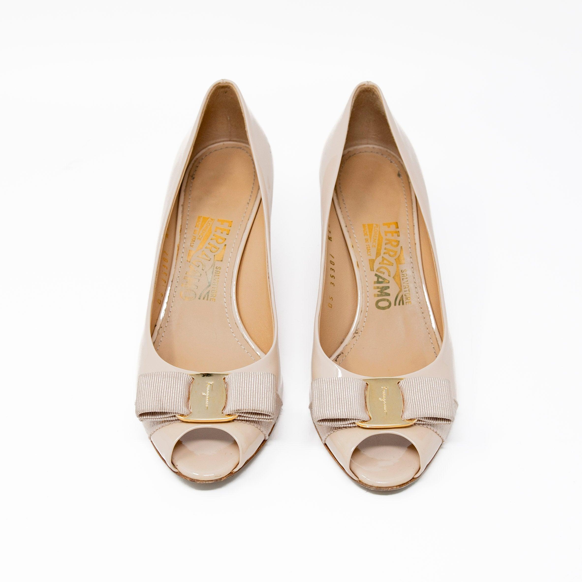 Salvatore Ferragamo Nude Sissi Wedges 6