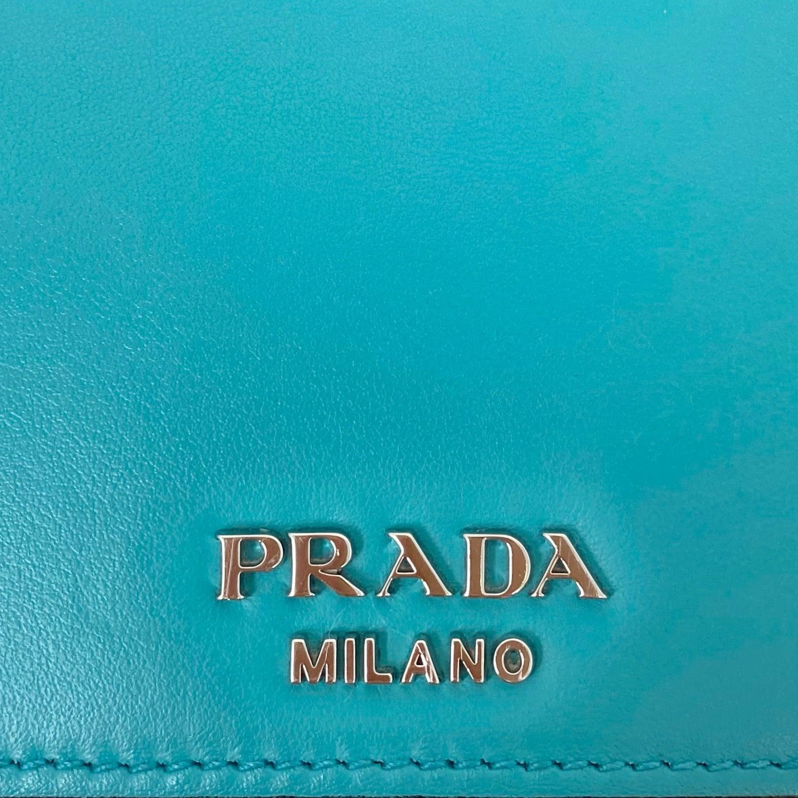 Prada Turquoise Plex Ribbon Geometric Crossbody Bag