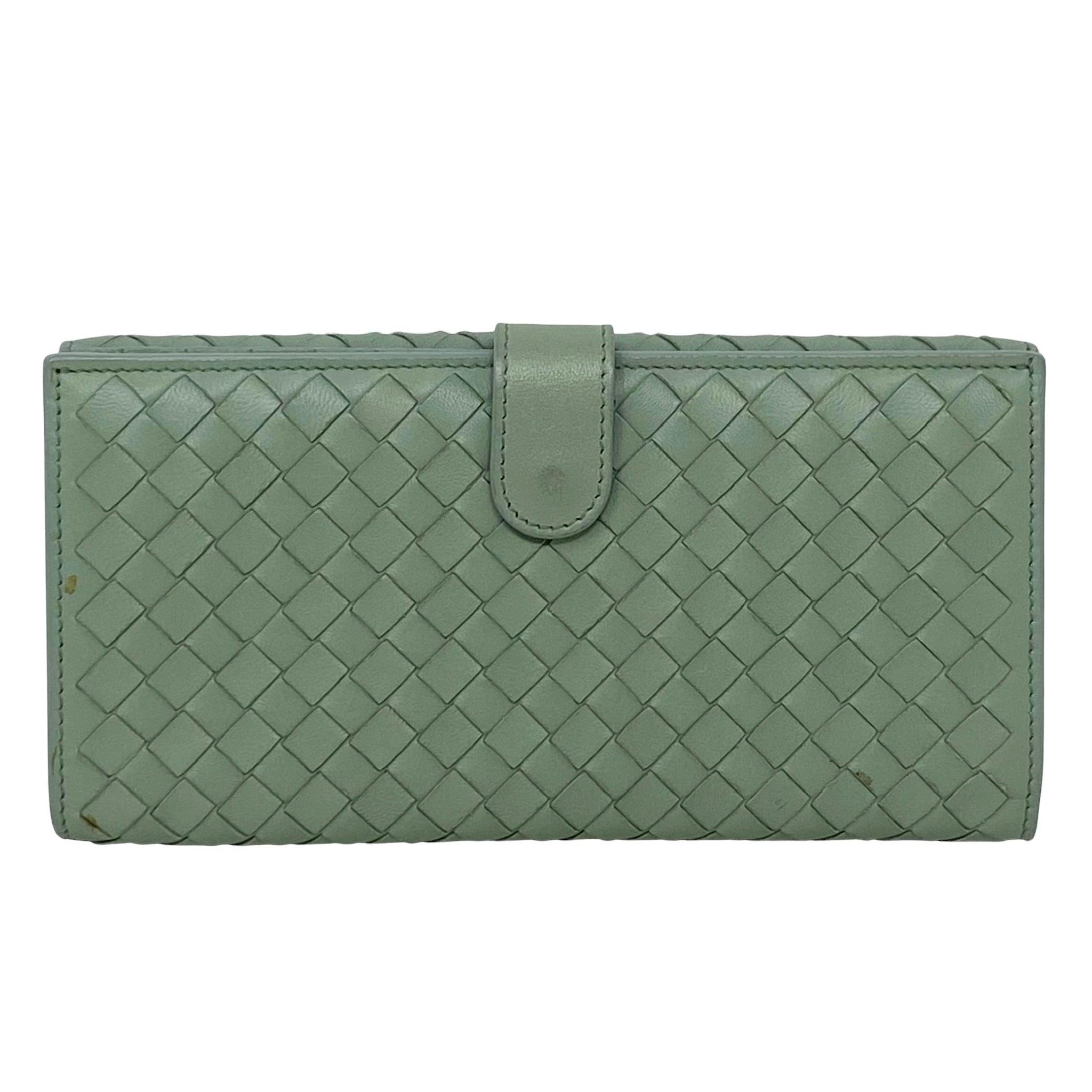 Bottega Veneta Green Nappa Intrecciato Long Wallet