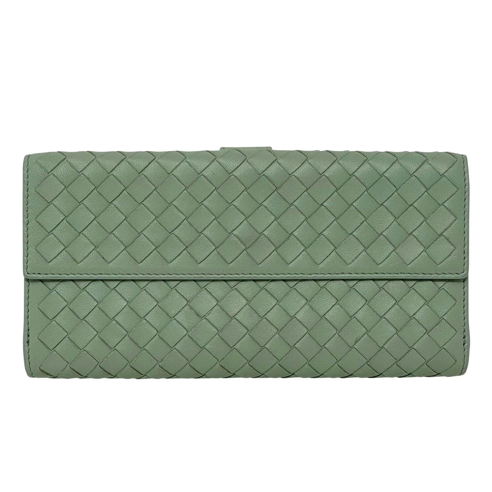 Bottega Veneta Green Nappa Intrecciato Long Wallet