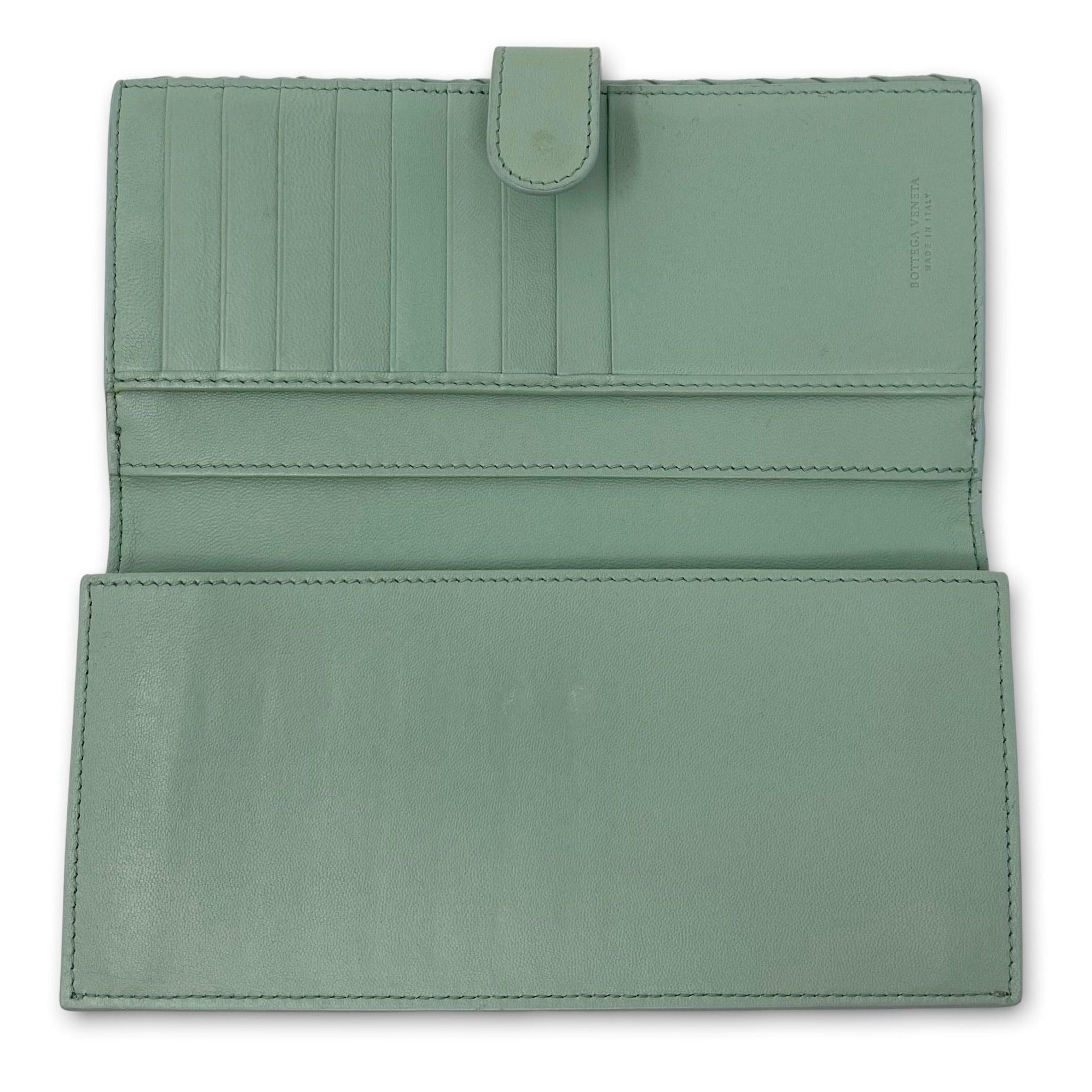 Bottega Veneta Green Nappa Intrecciato Long Wallet