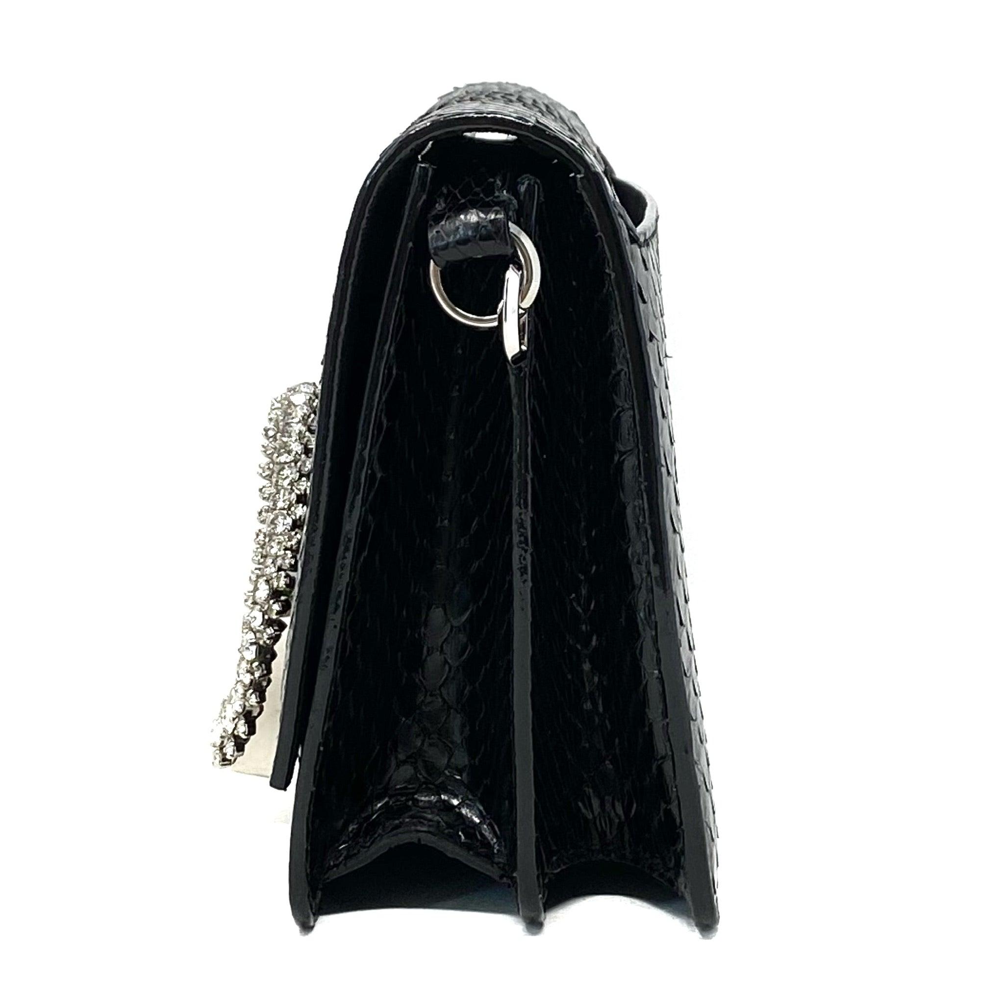 Jimmy Choo Black Python Madeline Bag