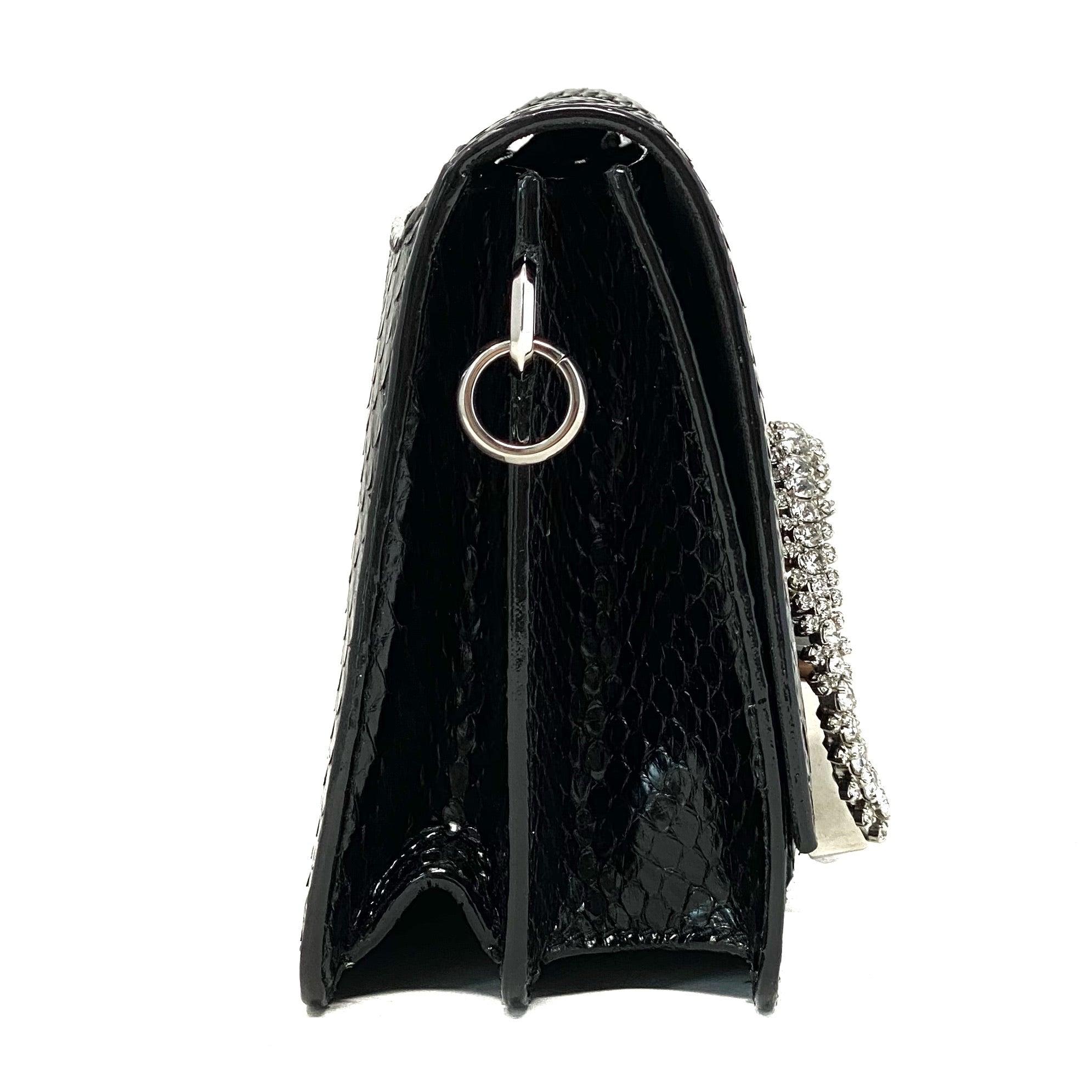Jimmy Choo Black Python Madeline Bag