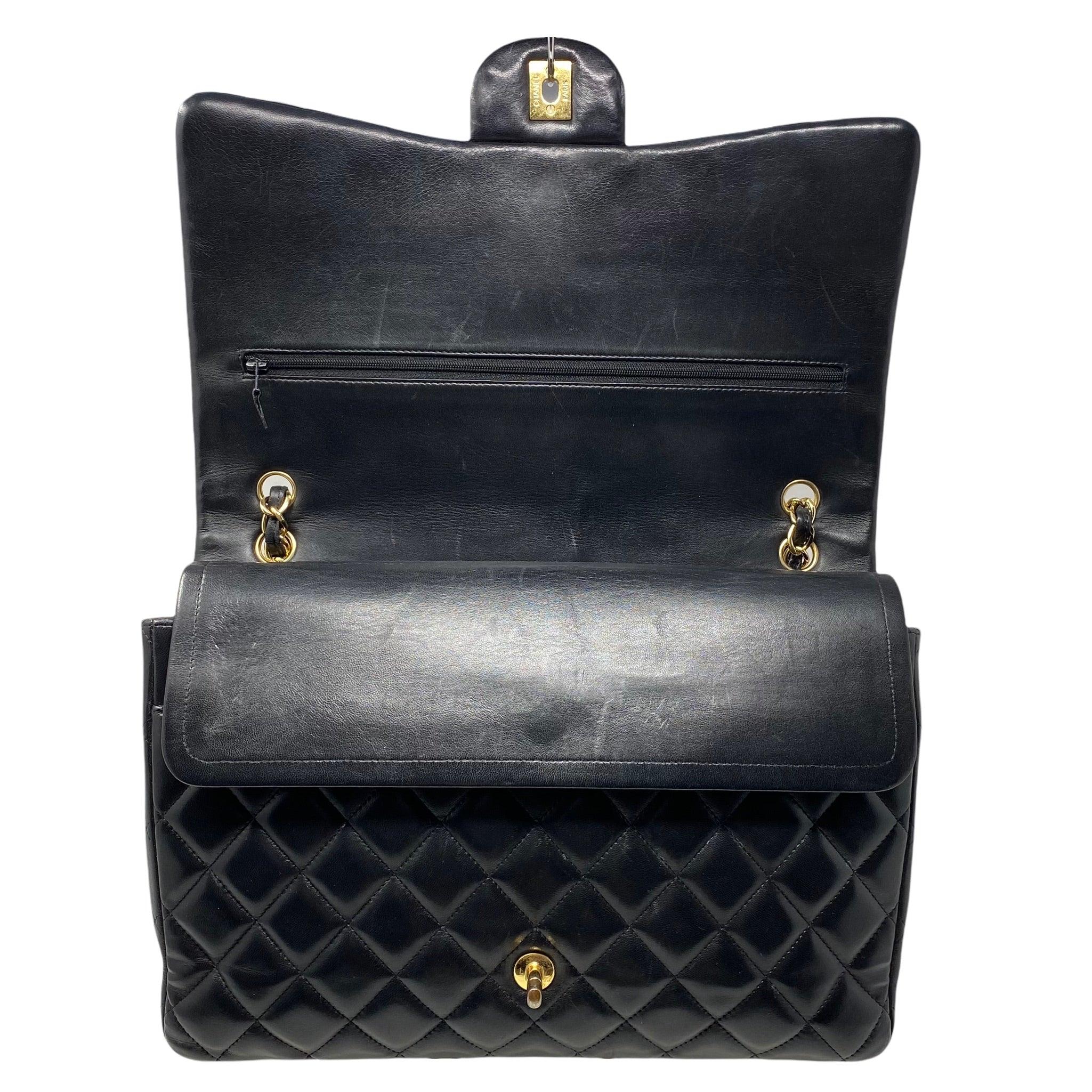 Chanel Black Lambskin Maxi Classic Flap