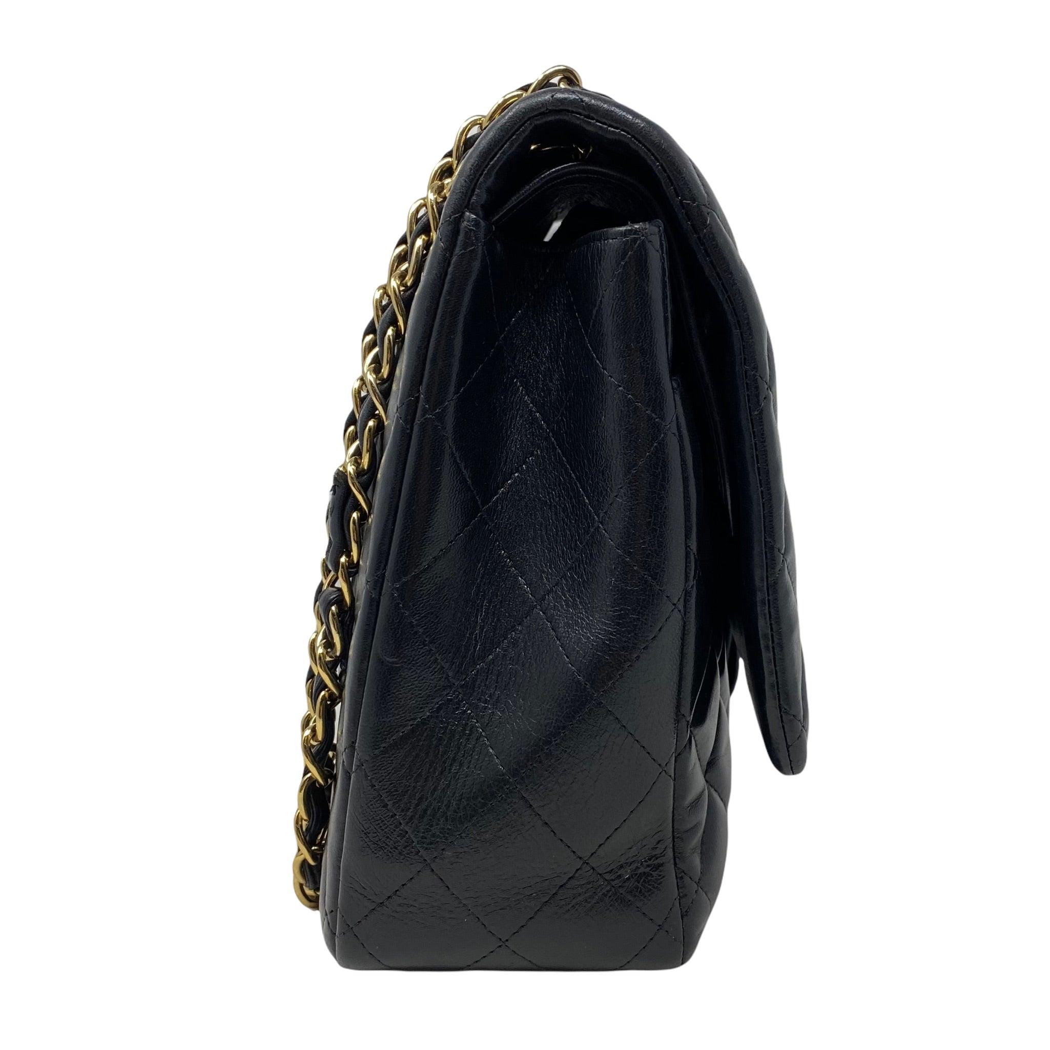 Chanel Black Lambskin Maxi Classic Flap