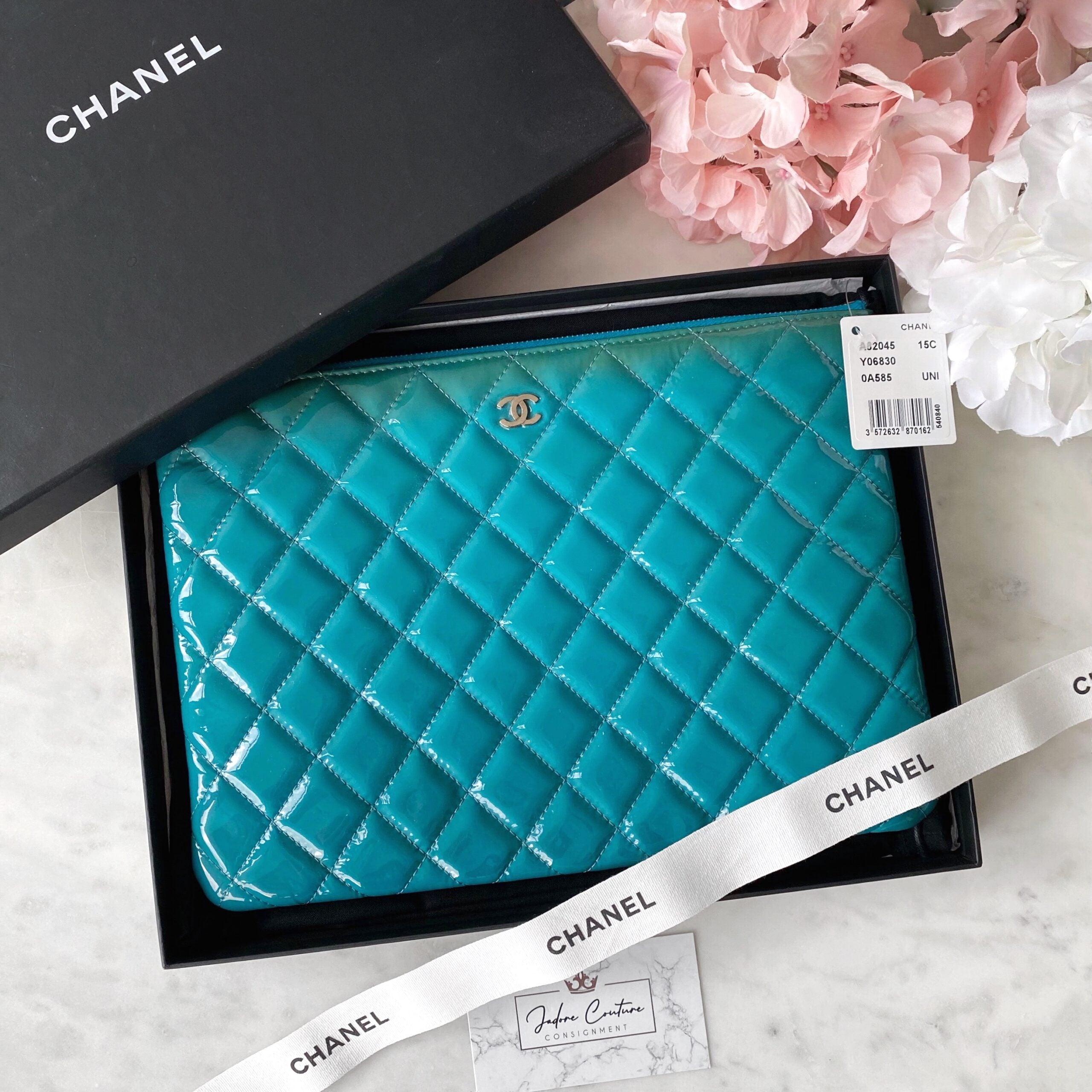 Chanel Turquoise Small O Case Pouch