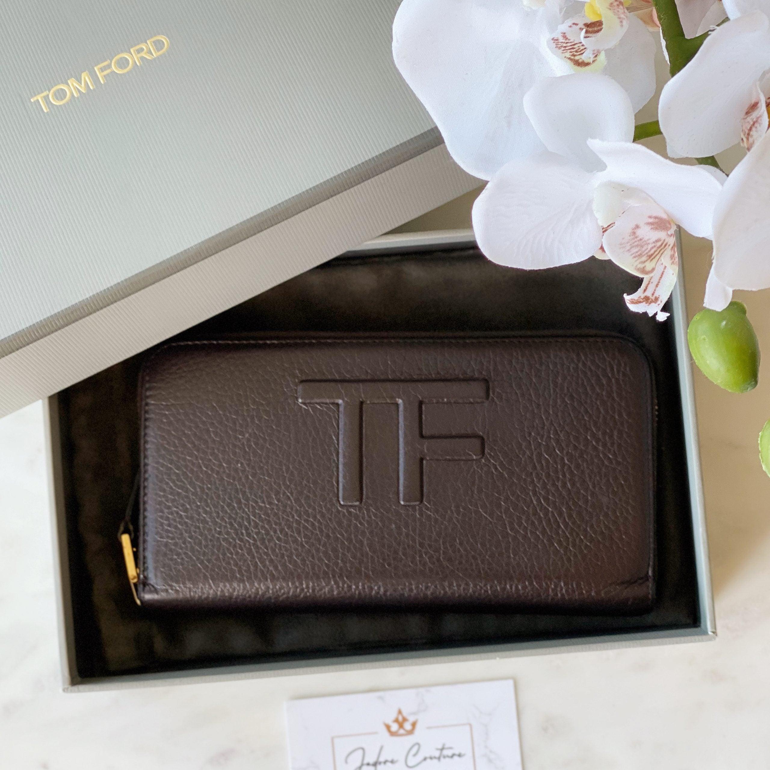 Tom Ford Brown Logo Zippy Wallet