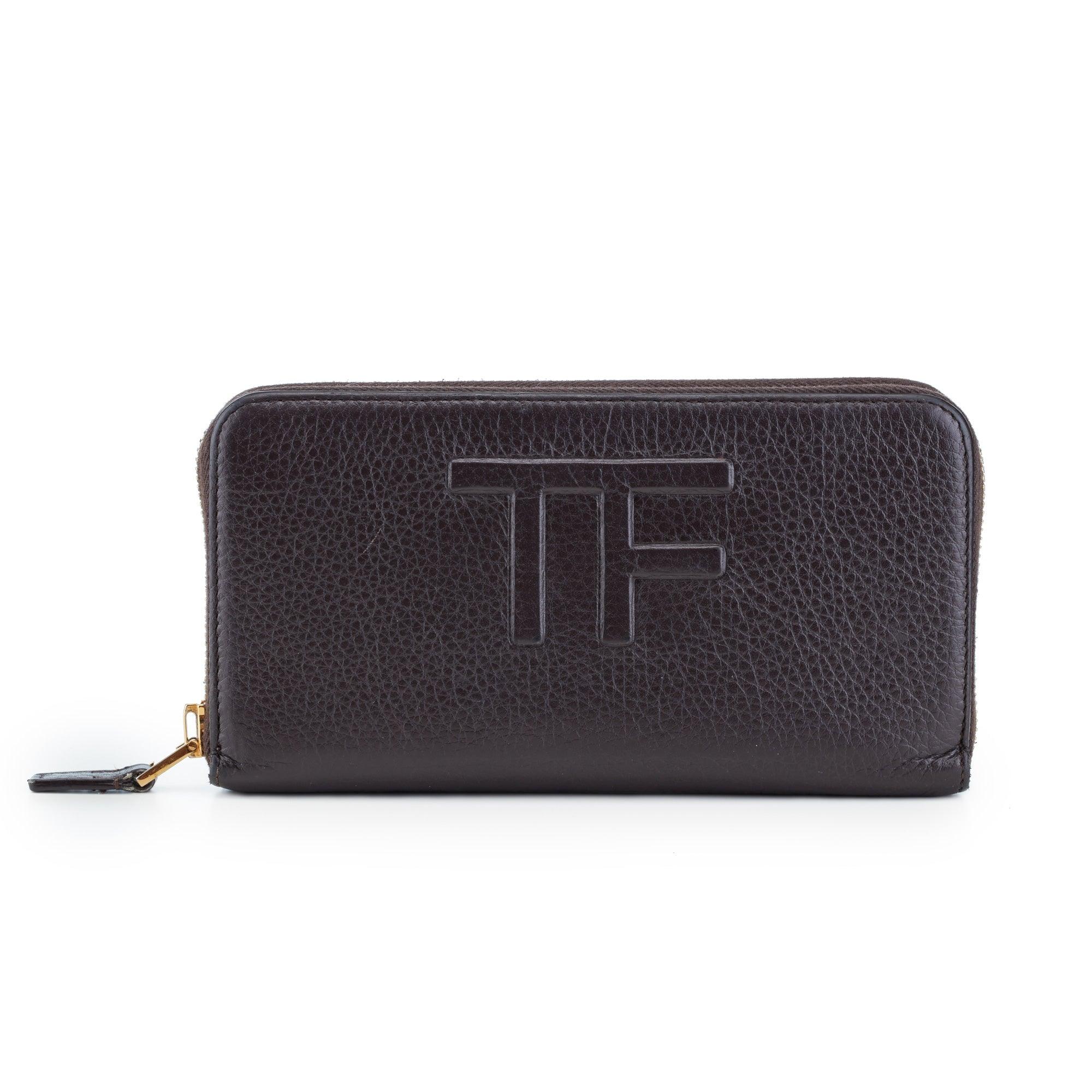 Tom Ford Brown Logo Zippy Wallet