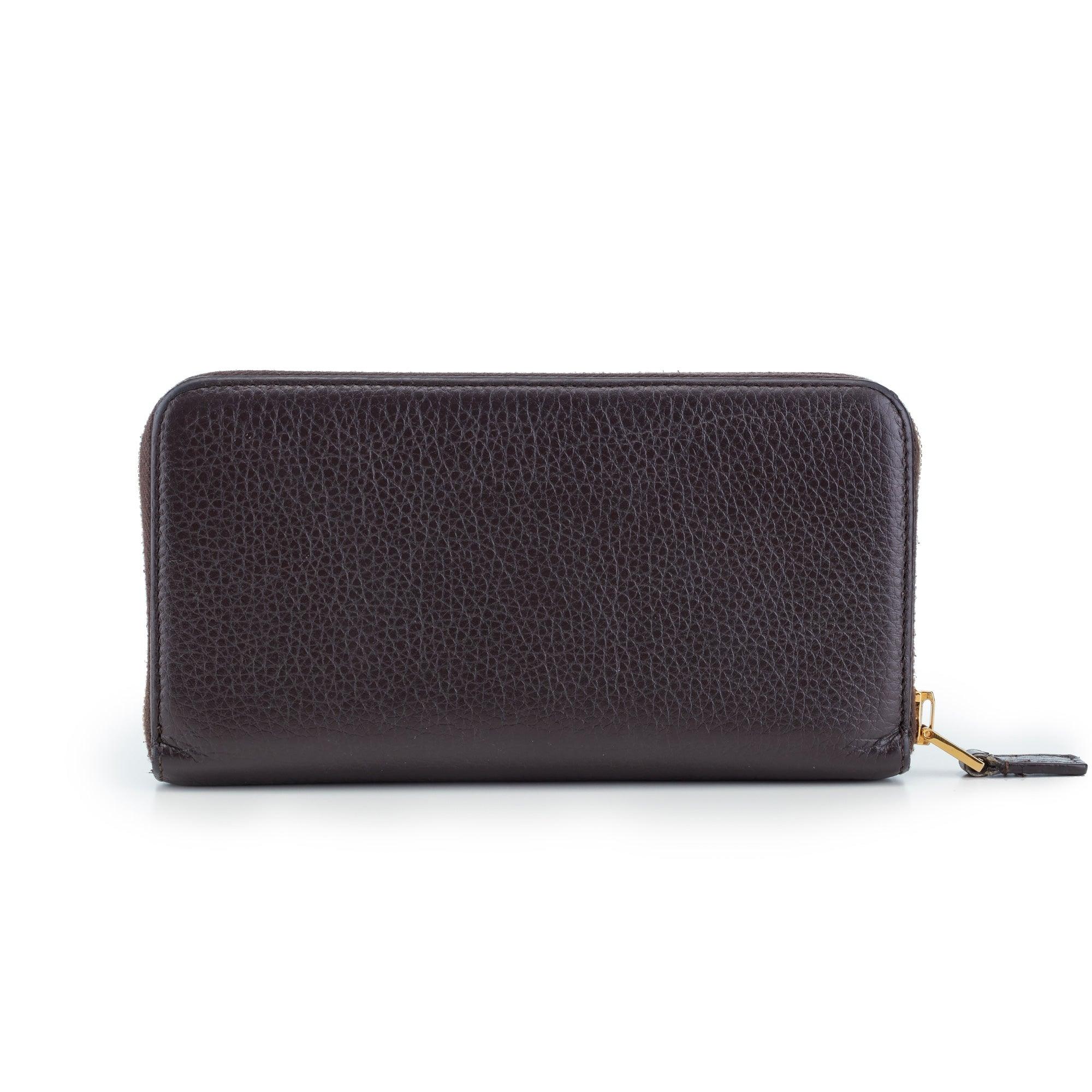 Tom Ford Brown Logo Zippy Wallet