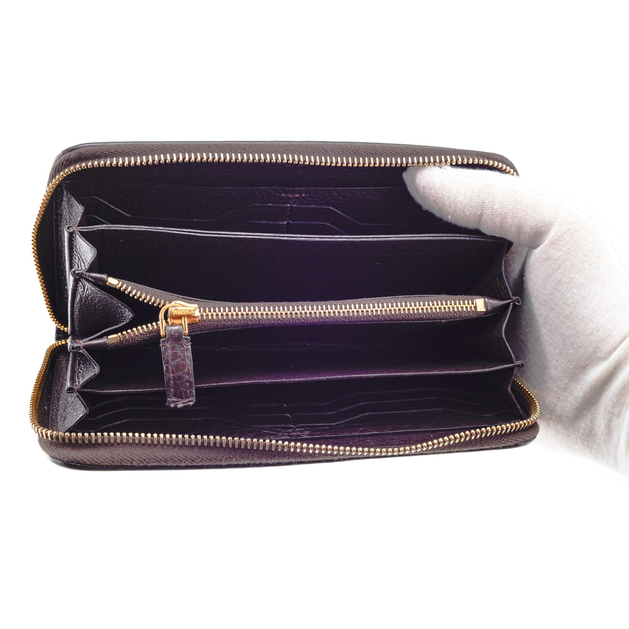 Tom Ford Brown Logo Zippy Wallet