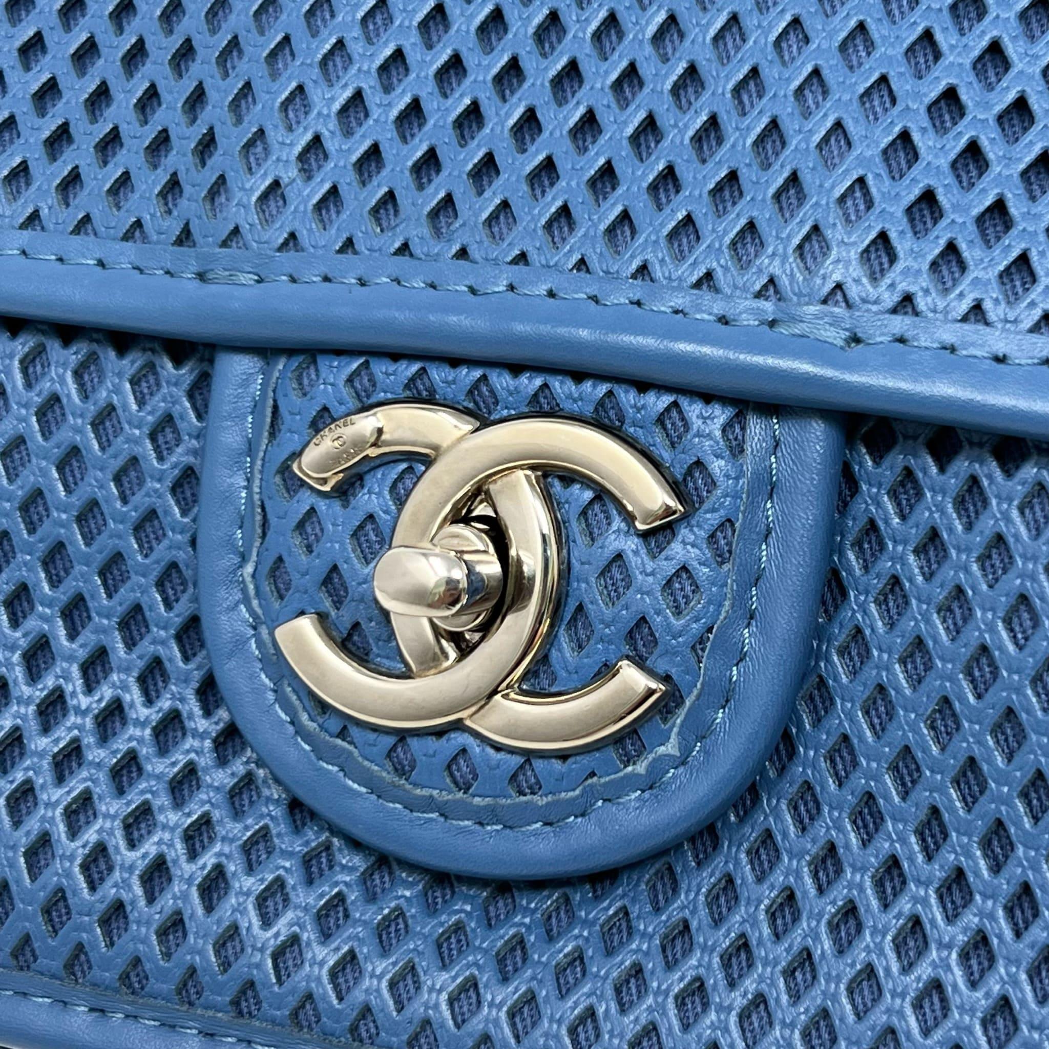 Chanel Blue Perforated French Riviera Flap Bag