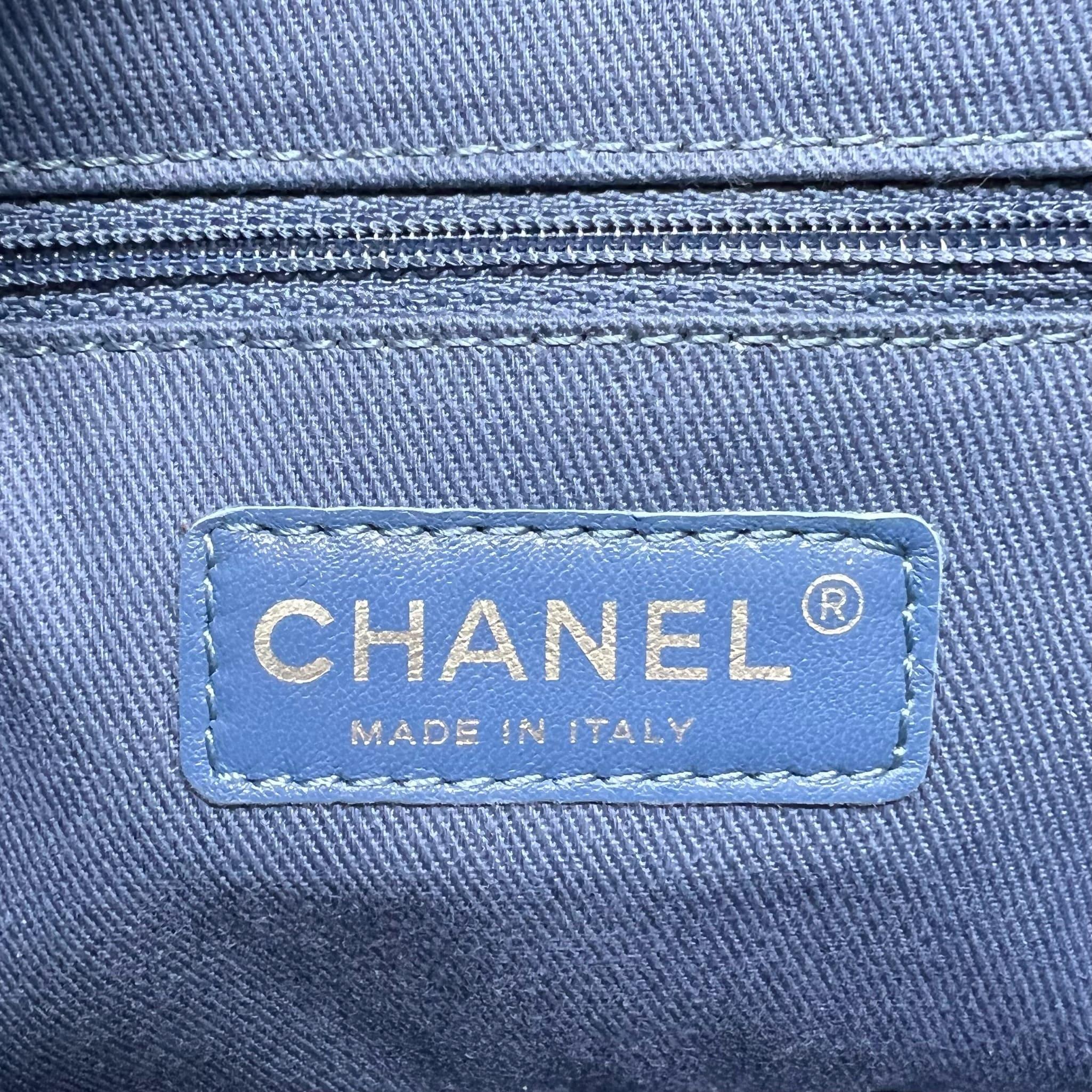 Chanel Blue Perforated French Riviera Flap Bag