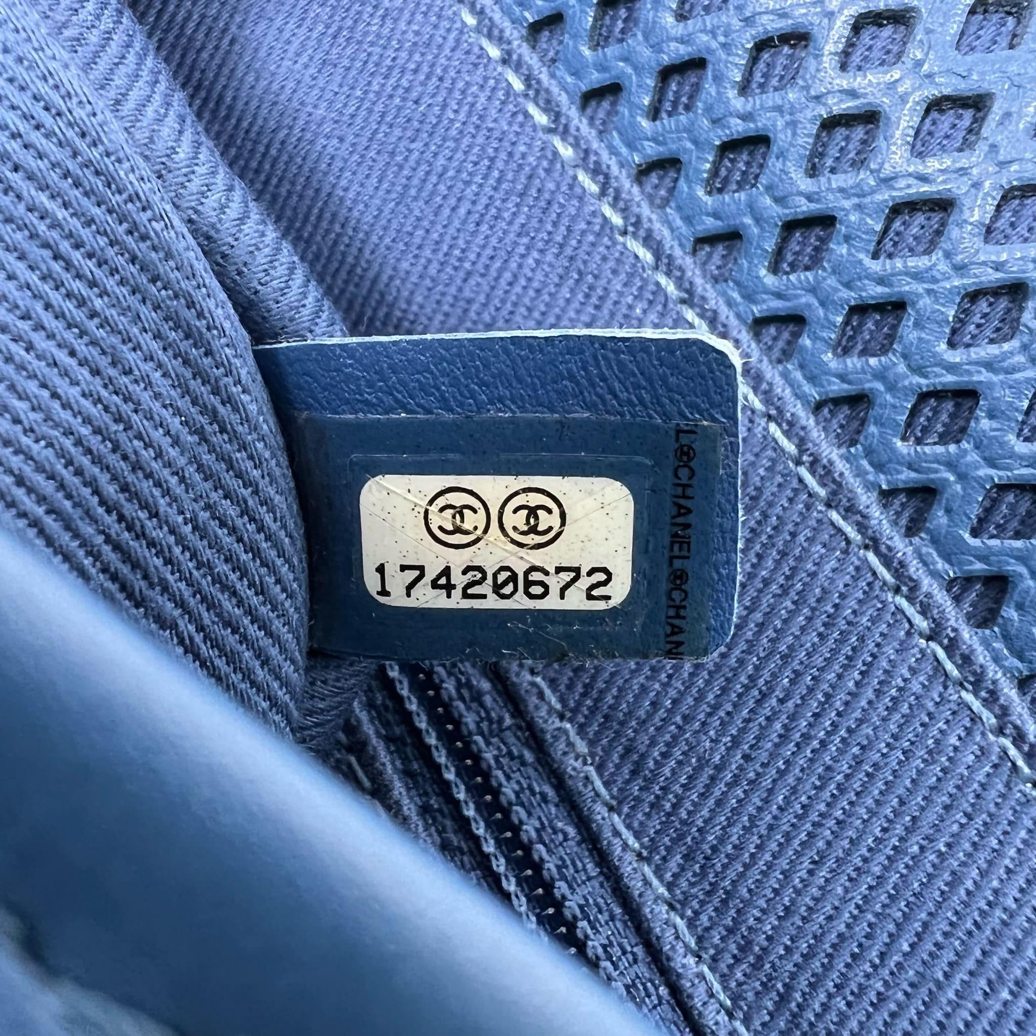 Chanel Blue Perforated French Riviera Flap Bag