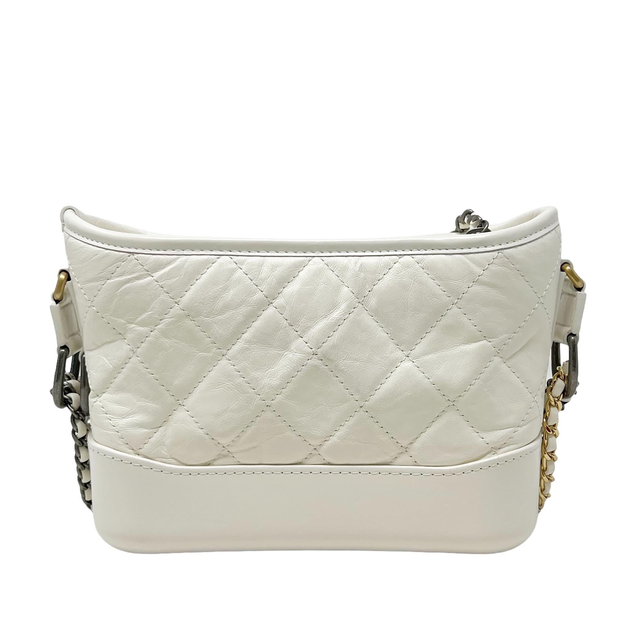 Chanel White Aged Calfskin Small Gabrielle Bag