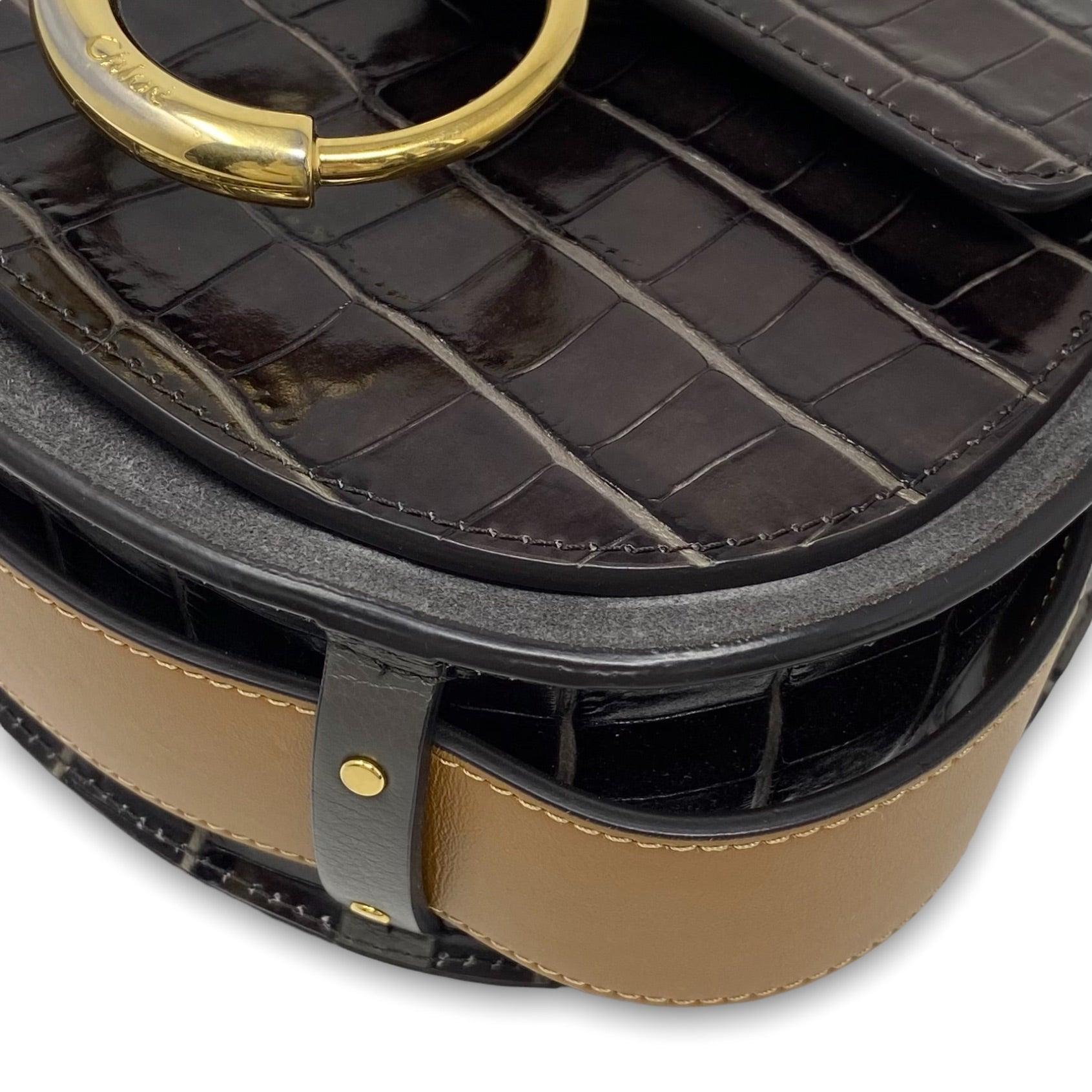 Chloé Chocolate Croc Small Tess Bag
