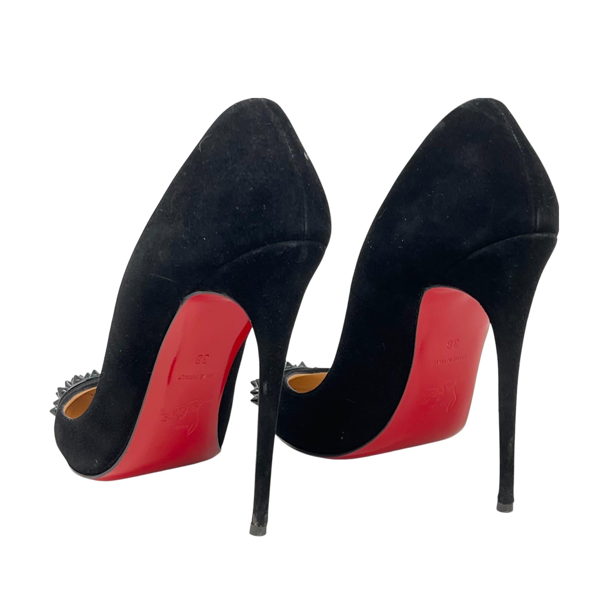 Christian Louboutin Black Suede GEO Spike Pumps 38