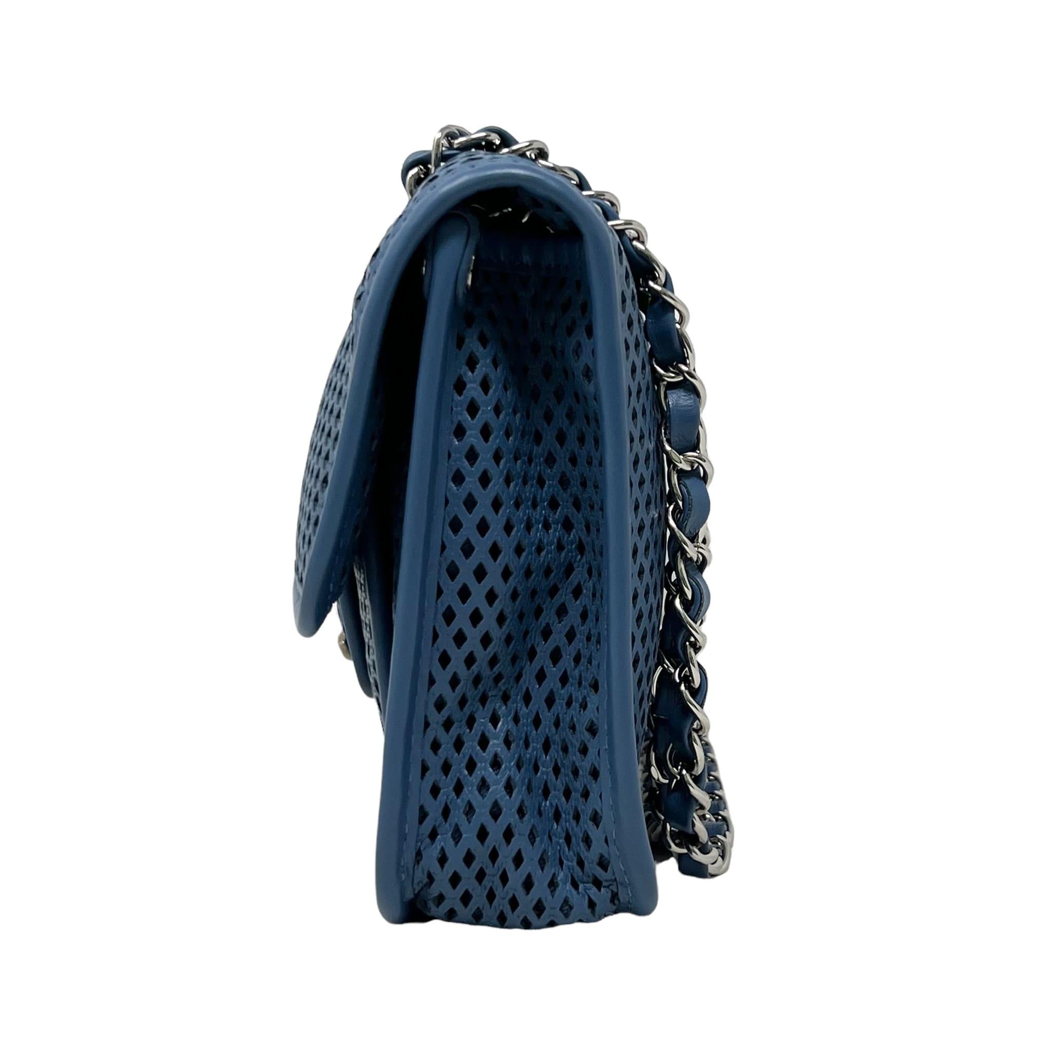 Chanel Blue Perforated French Riviera Flap Bag