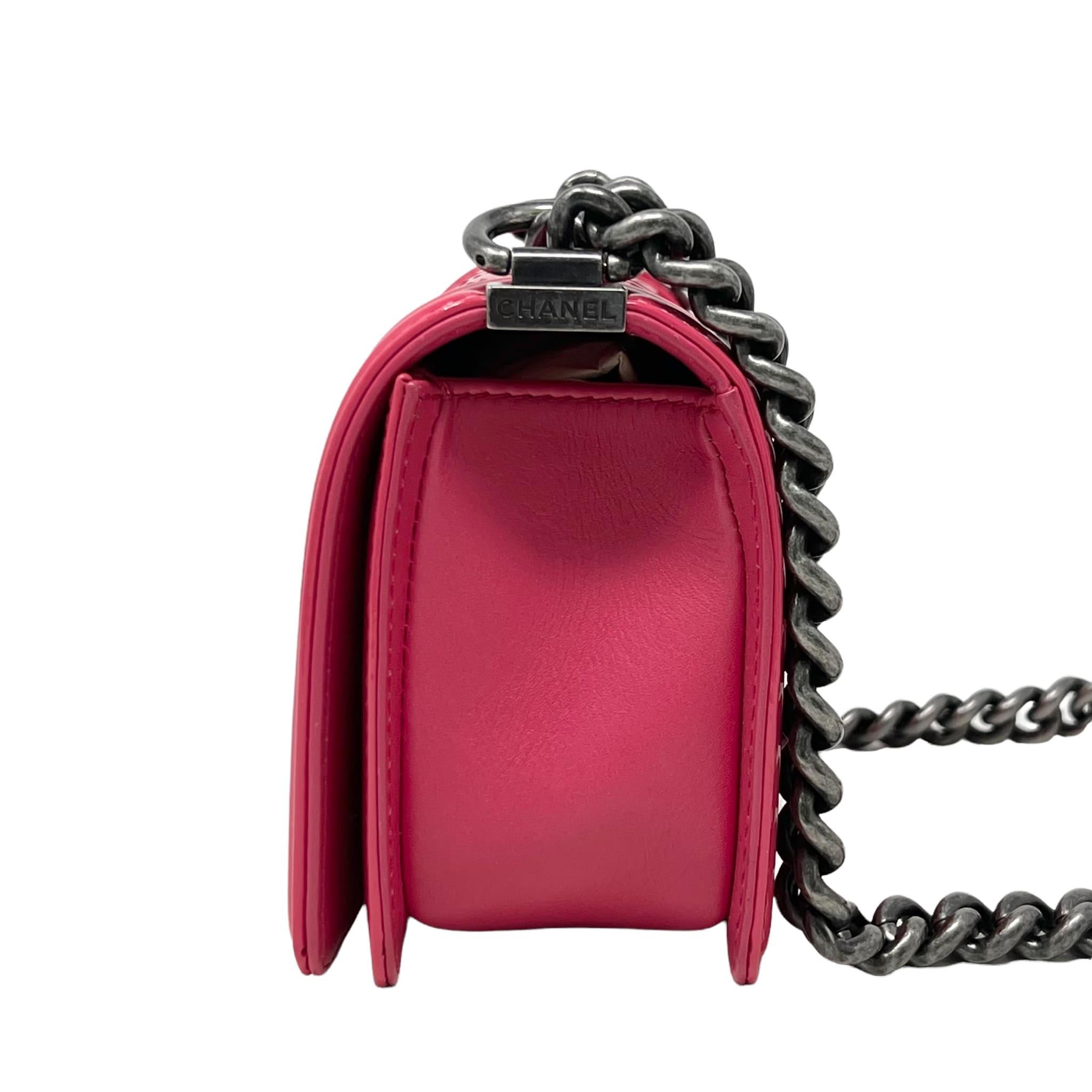 Chanel Pink Patent Small Boy Bag