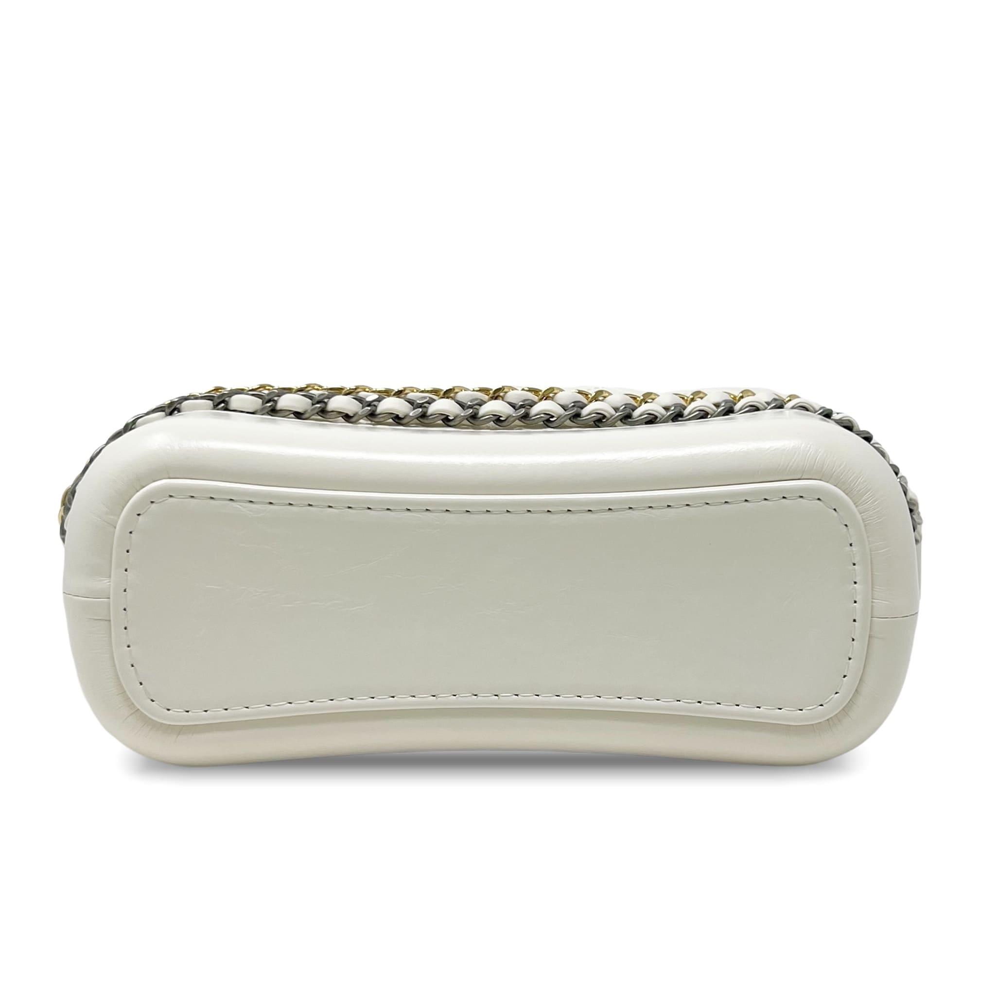 Chanel White Aged Calfskin Small Gabrielle Bag