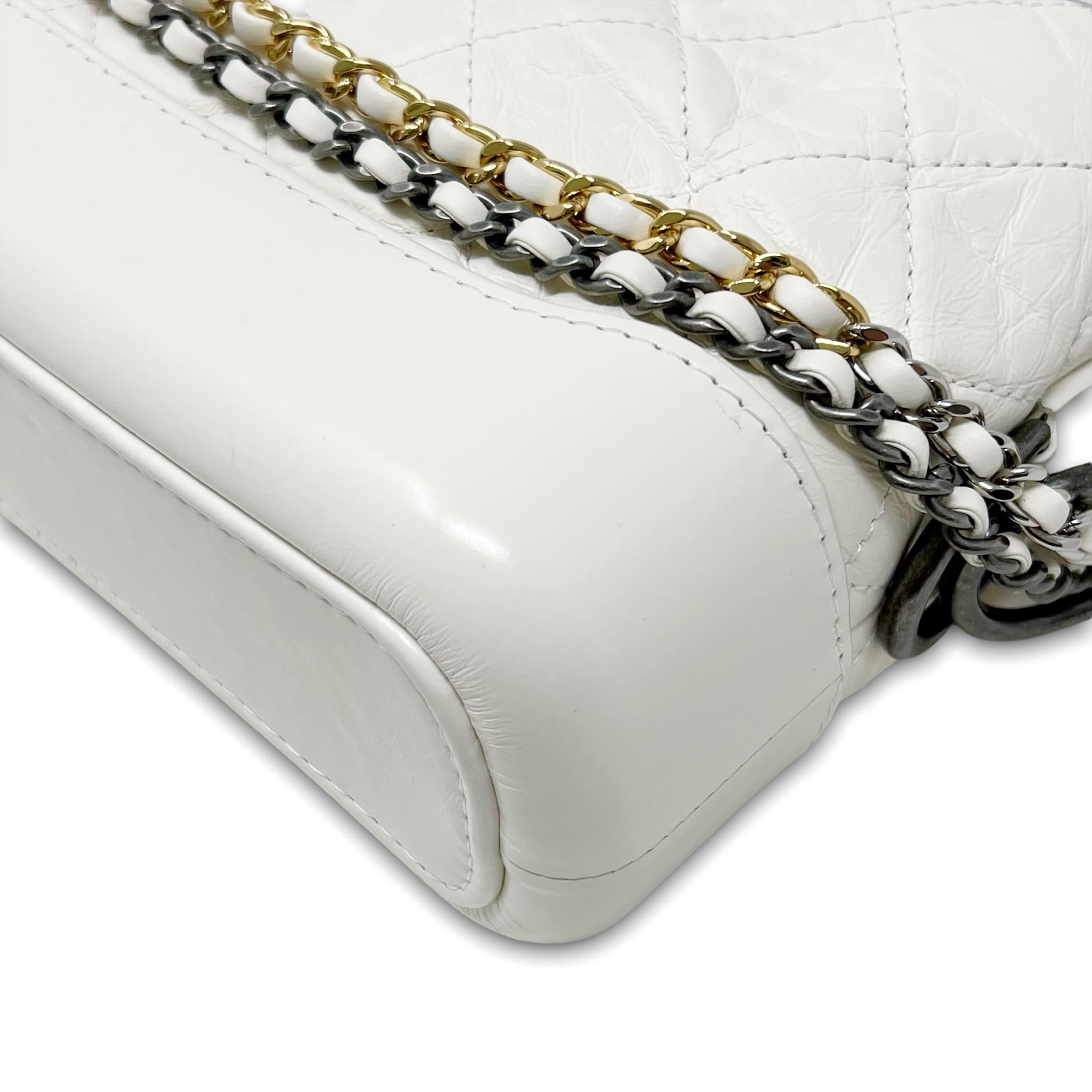 Chanel White Aged Calfskin Small Gabrielle Bag
