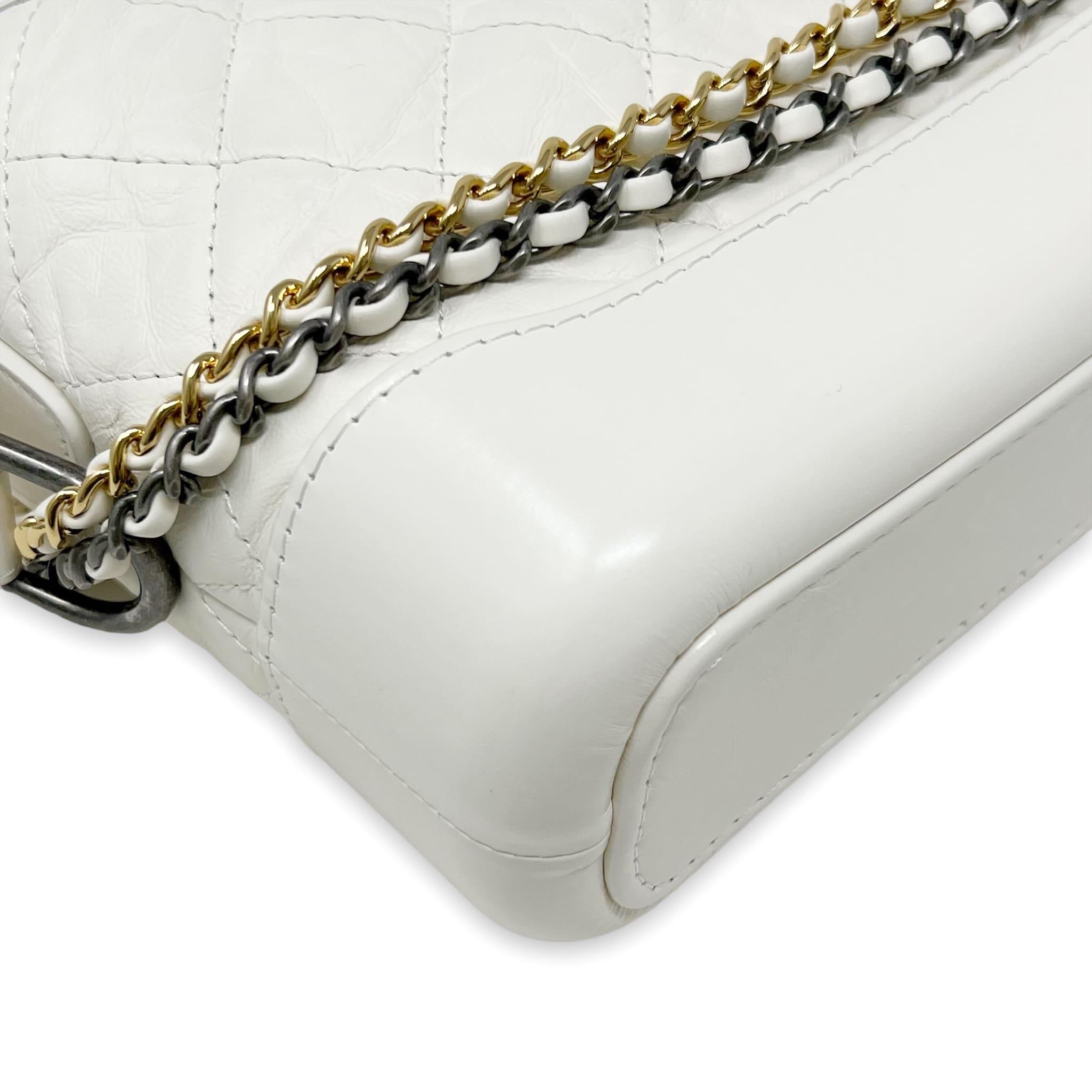 Chanel White Aged Calfskin Small Gabrielle Bag