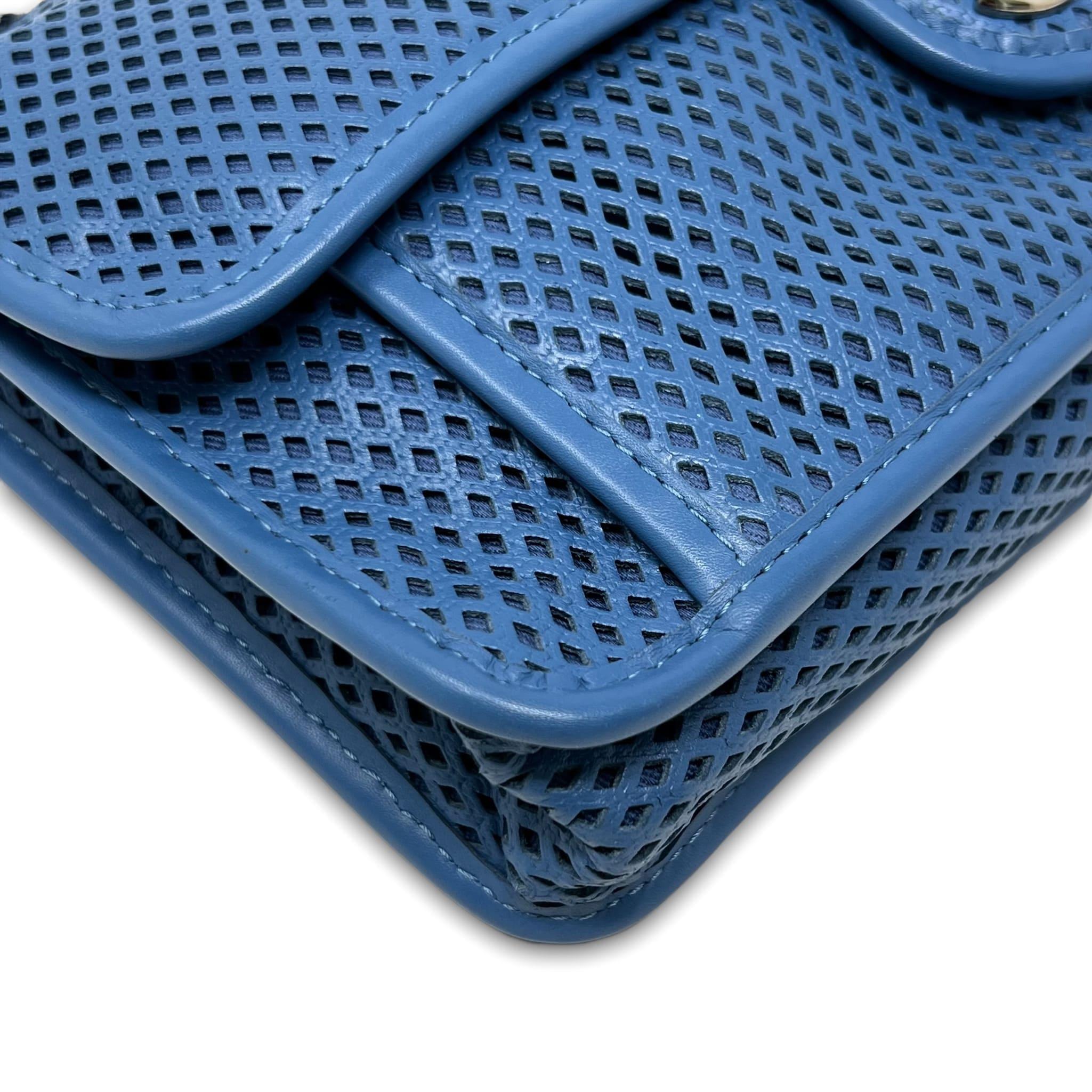 Chanel Blue Perforated French Riviera Flap Bag