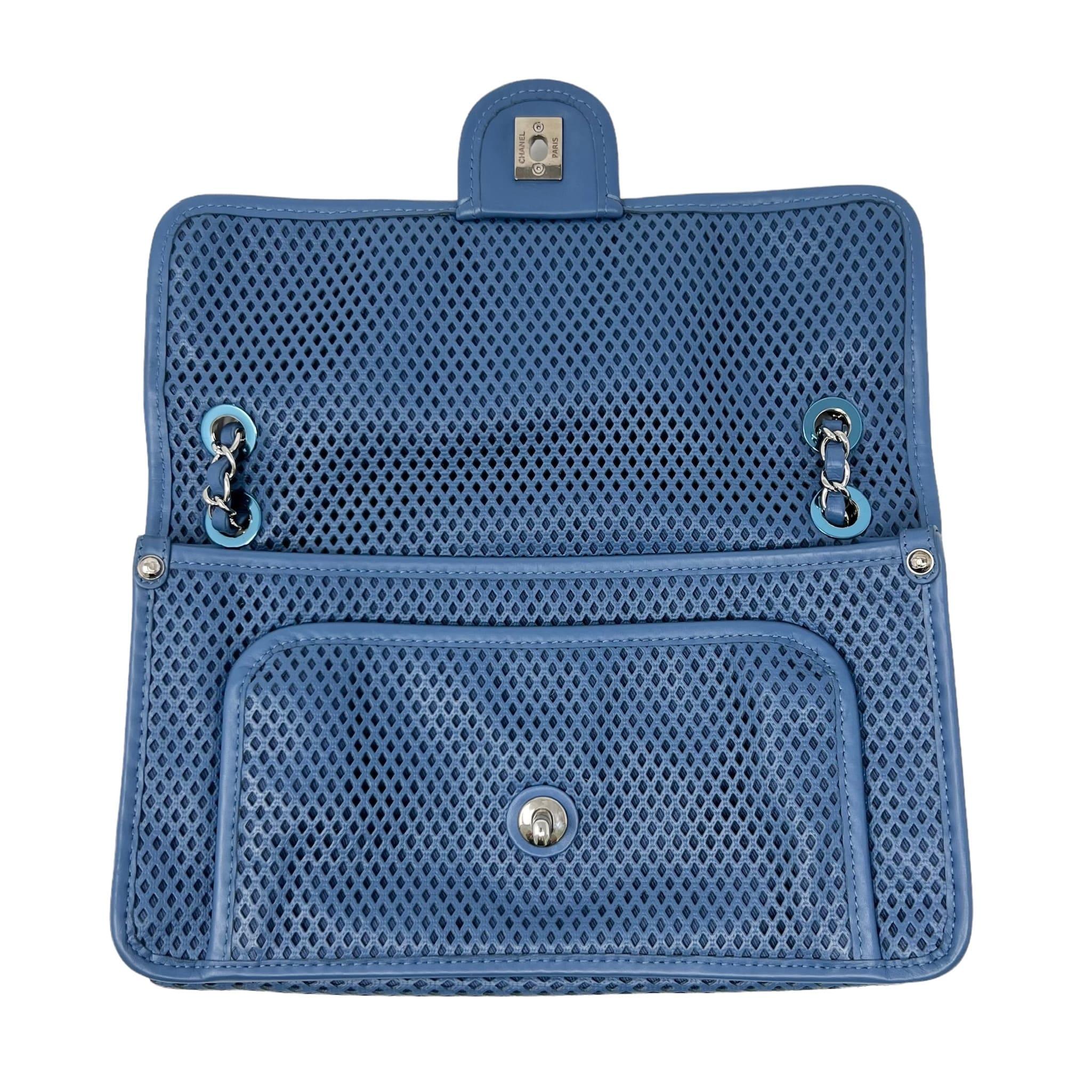 Chanel Blue Perforated French Riviera Flap Bag