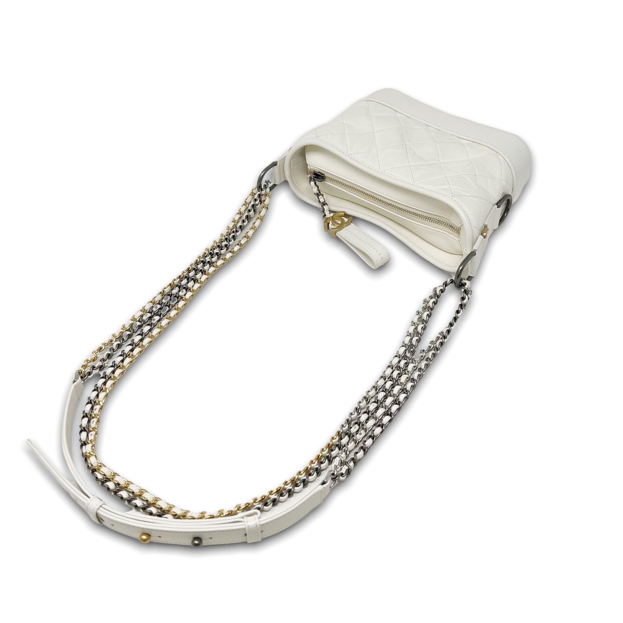 Chanel White Aged Calfskin Small Gabrielle Bag