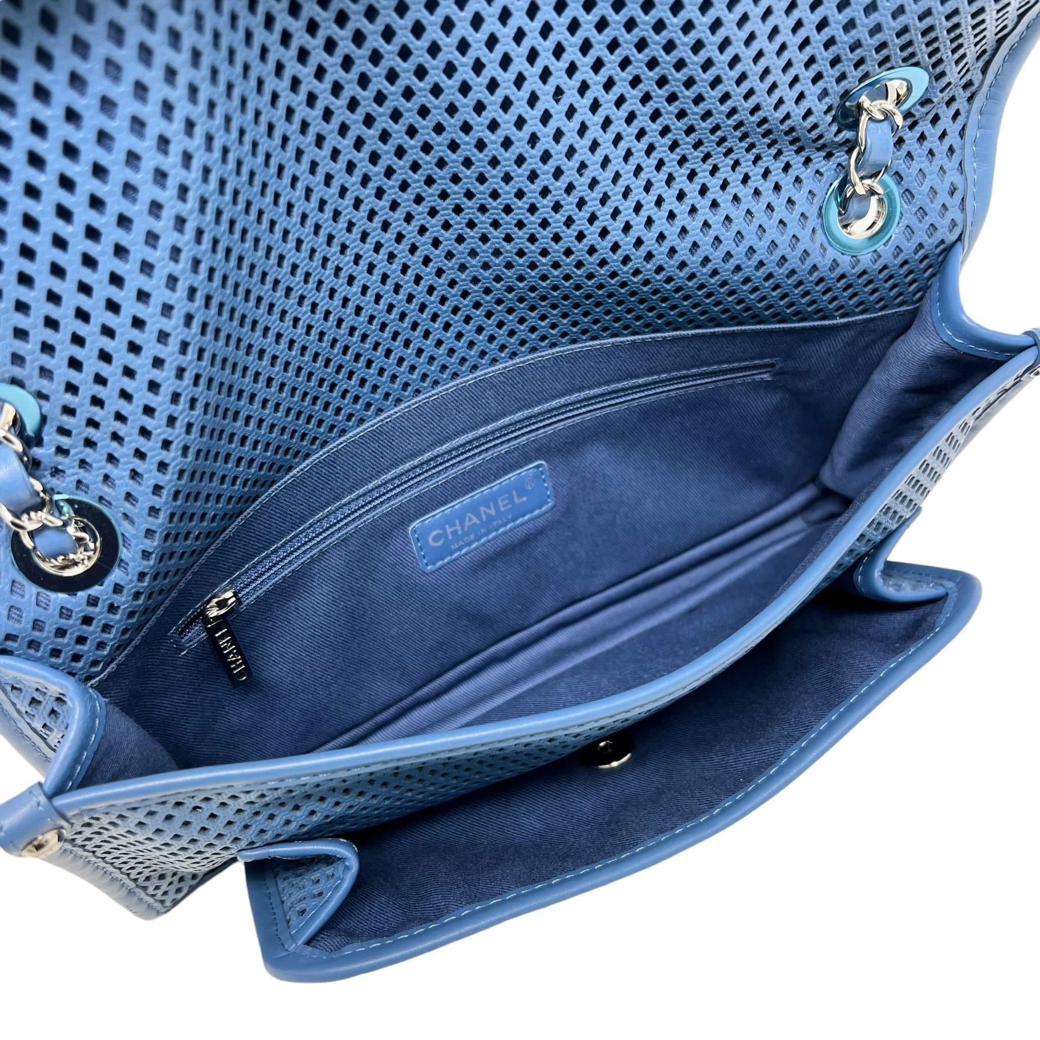 Chanel Blue Perforated French Riviera Flap Bag