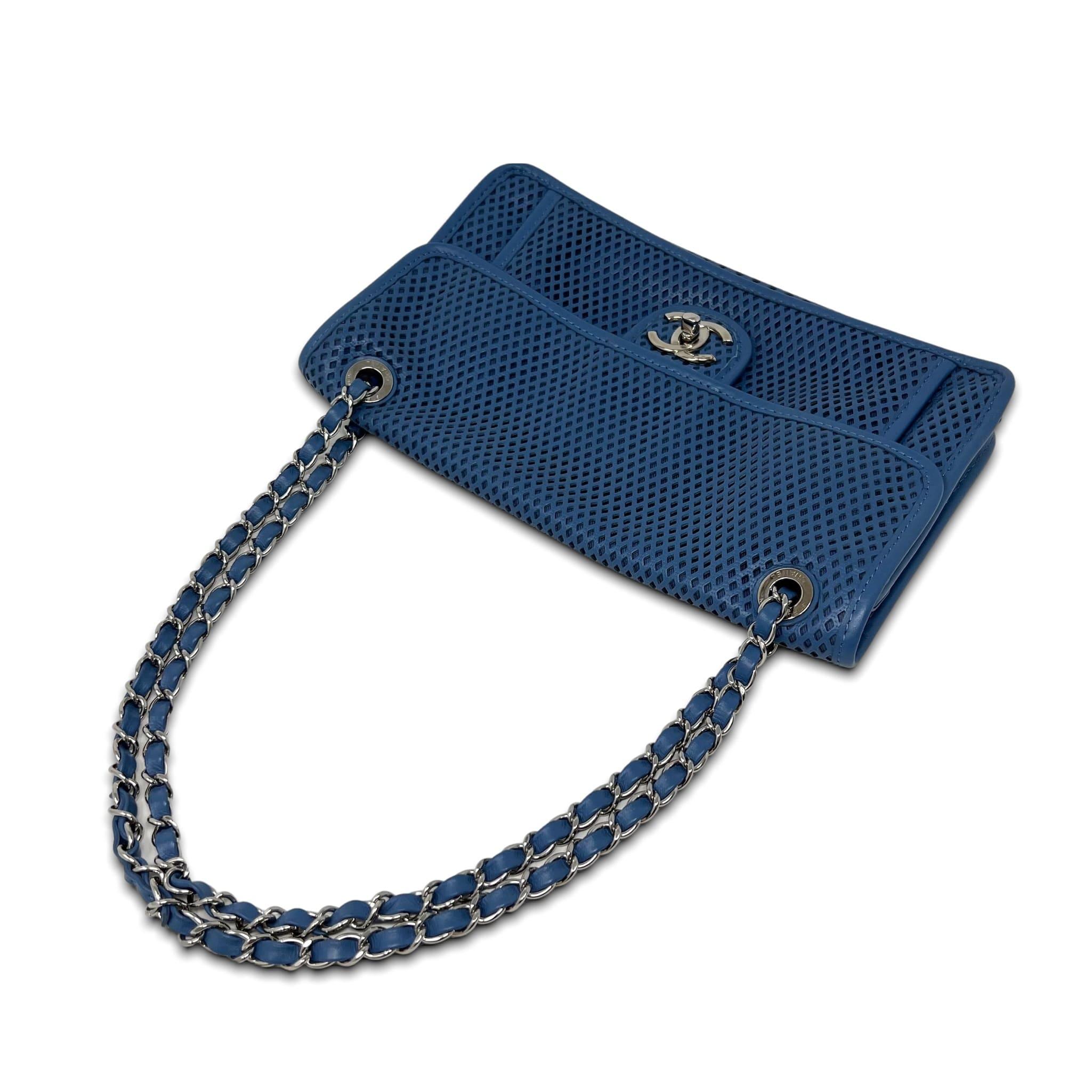 Chanel Blue Perforated French Riviera Flap Bag