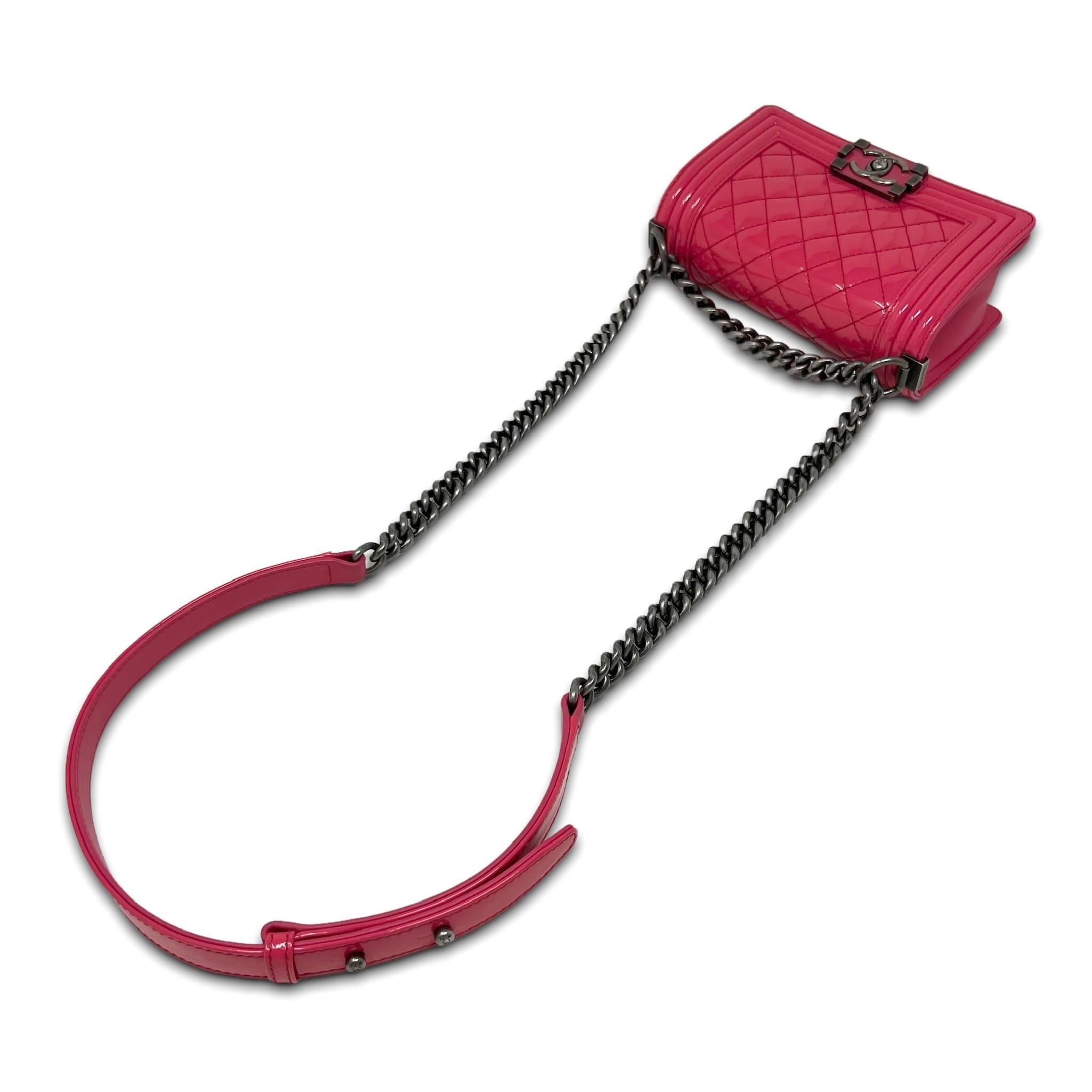 Chanel Pink Patent Small Boy Bag