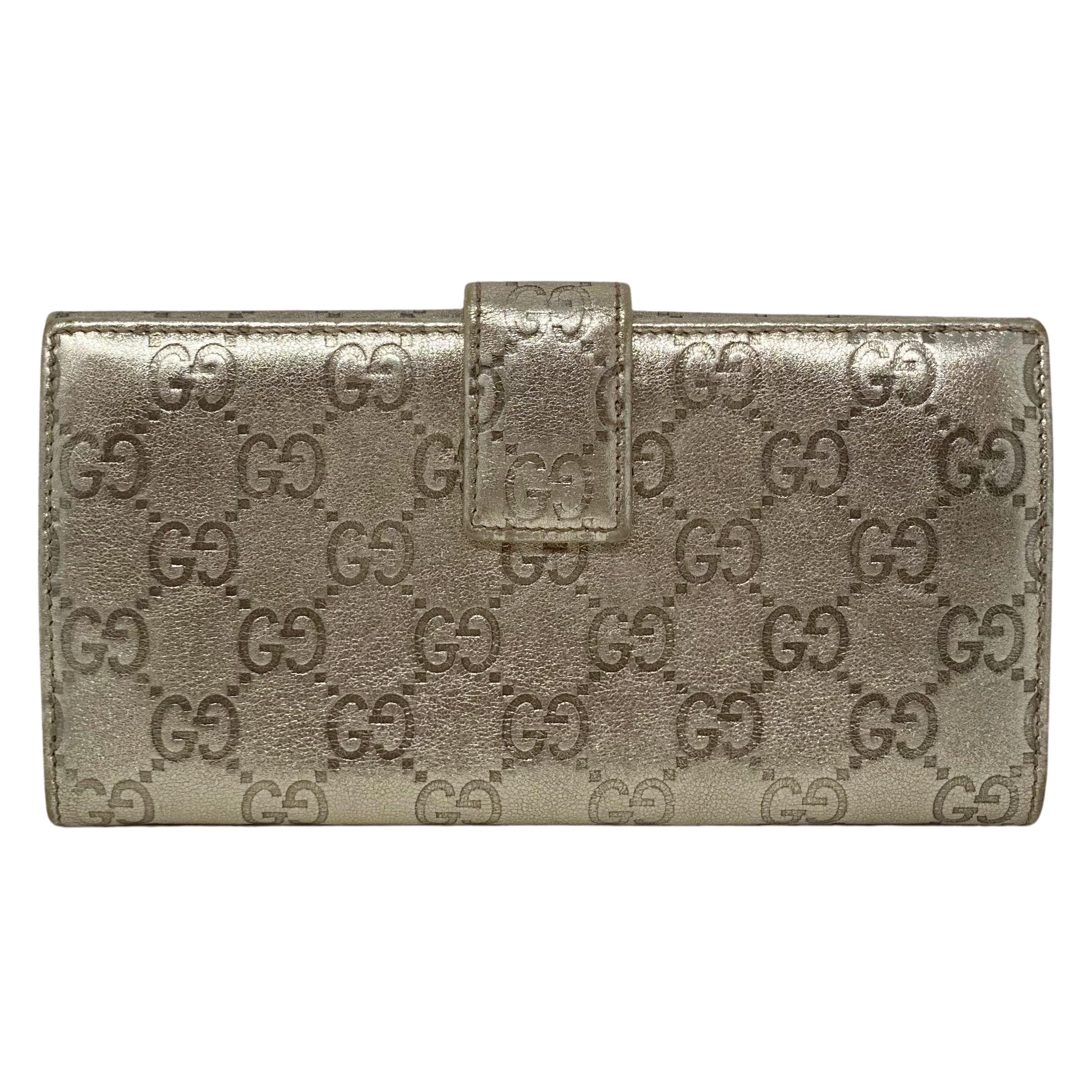 Gucci Metallic Gold Guccissima Indy Continental Wallet