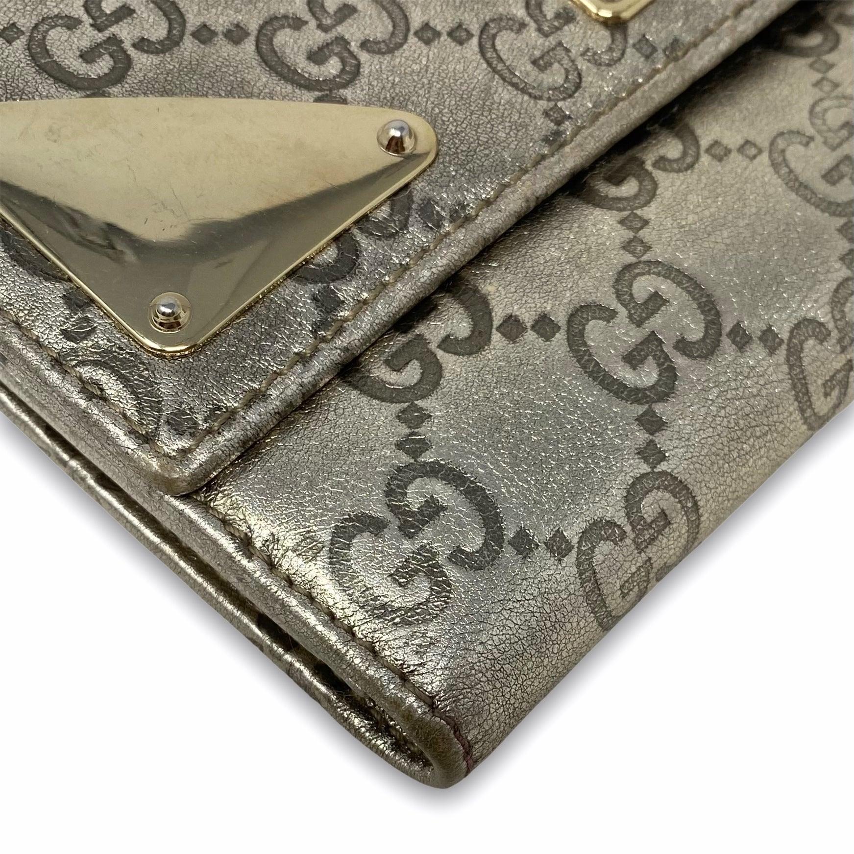 Gucci Metallic Gold Guccissima Indy Continental Wallet