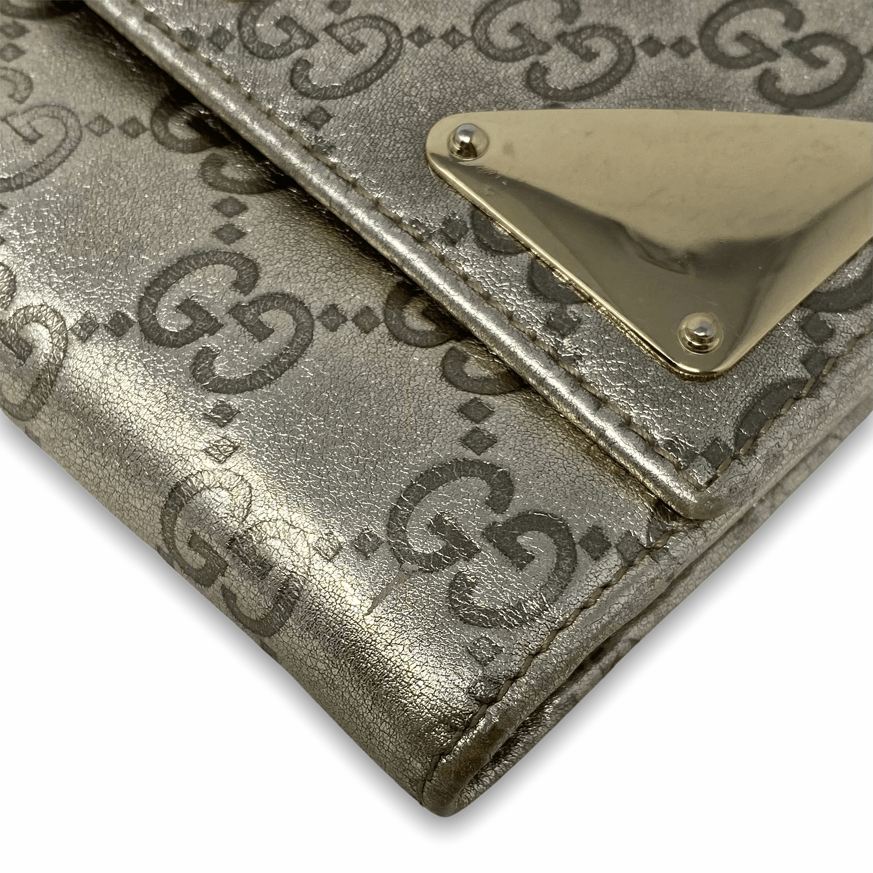 Gucci Metallic Gold Guccissima Indy Continental Wallet