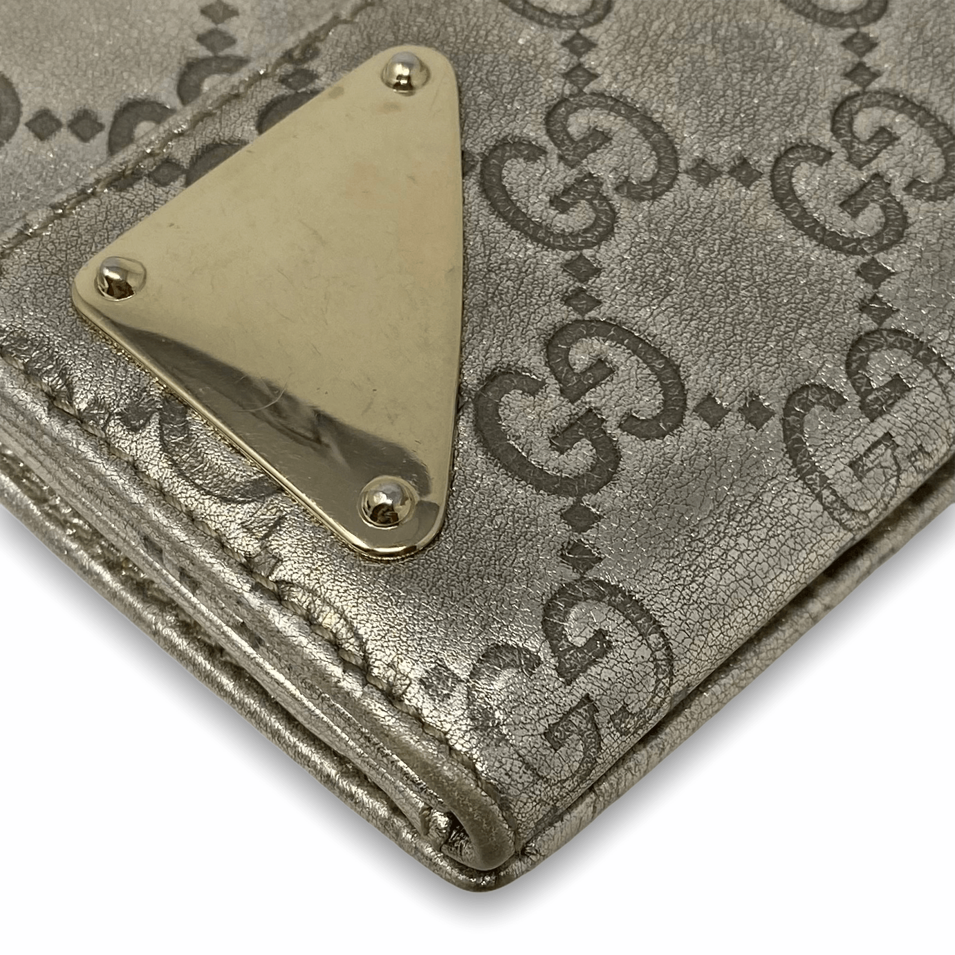 Gucci Metallic Gold Guccissima Indy Continental Wallet