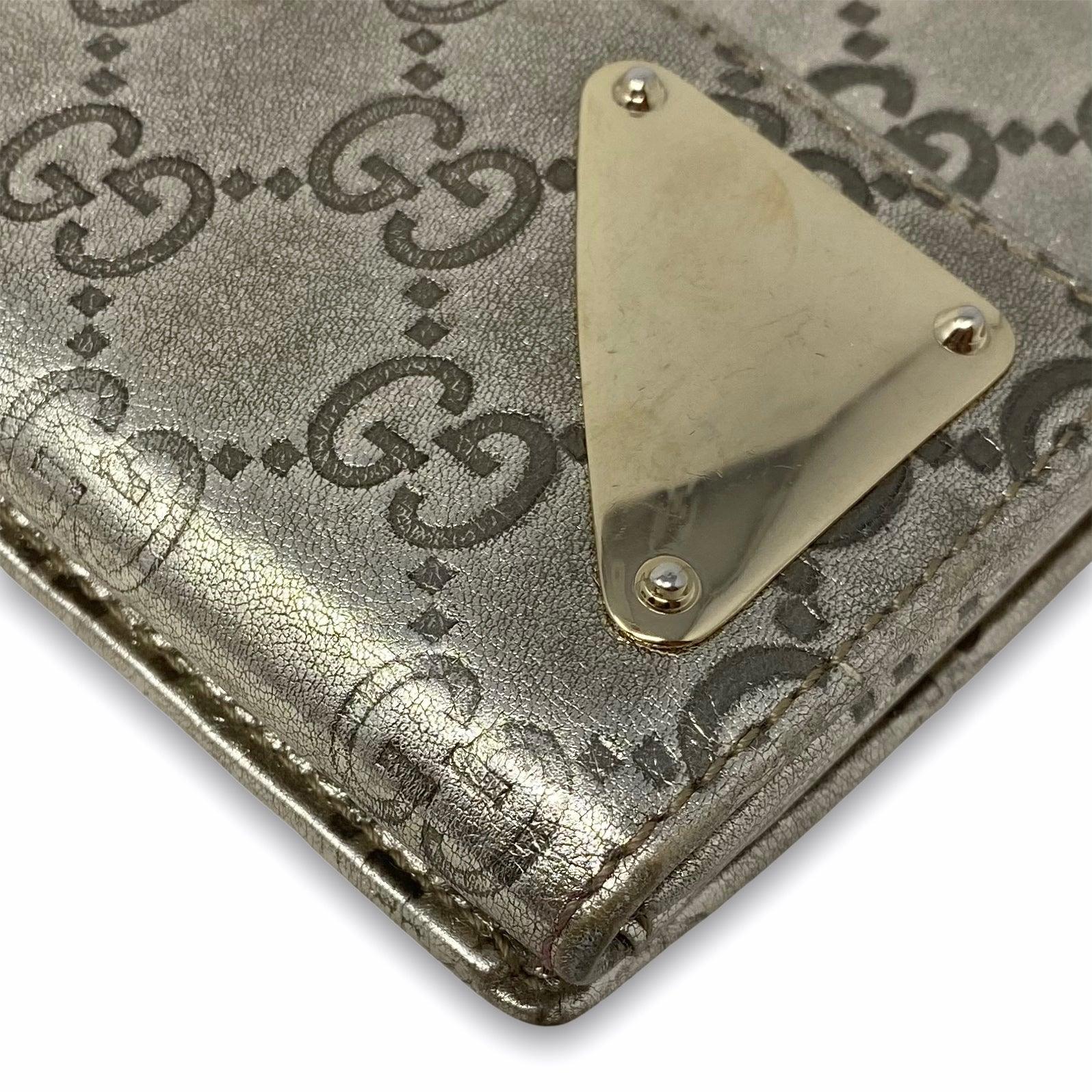 Gucci Metallic Gold Guccissima Indy Continental Wallet