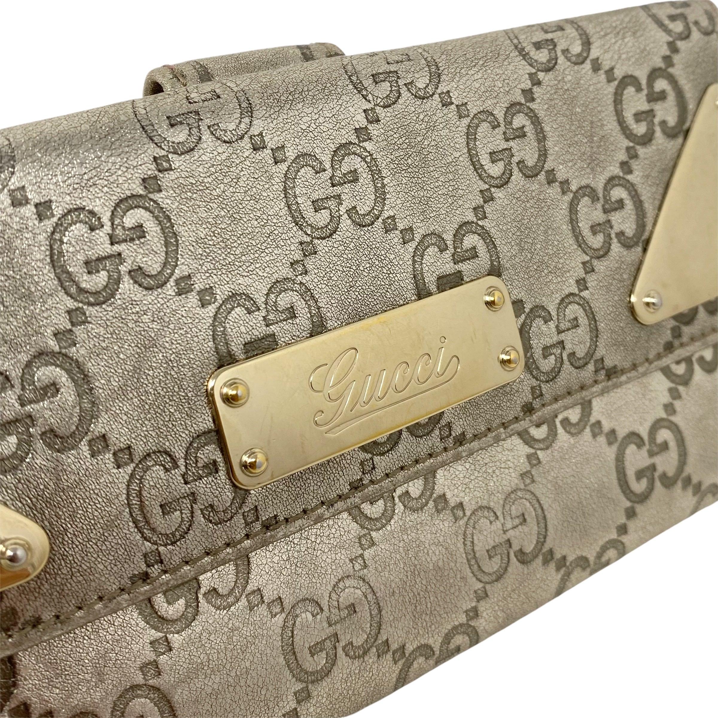 Gucci Metallic Gold Guccissima Indy Continental Wallet