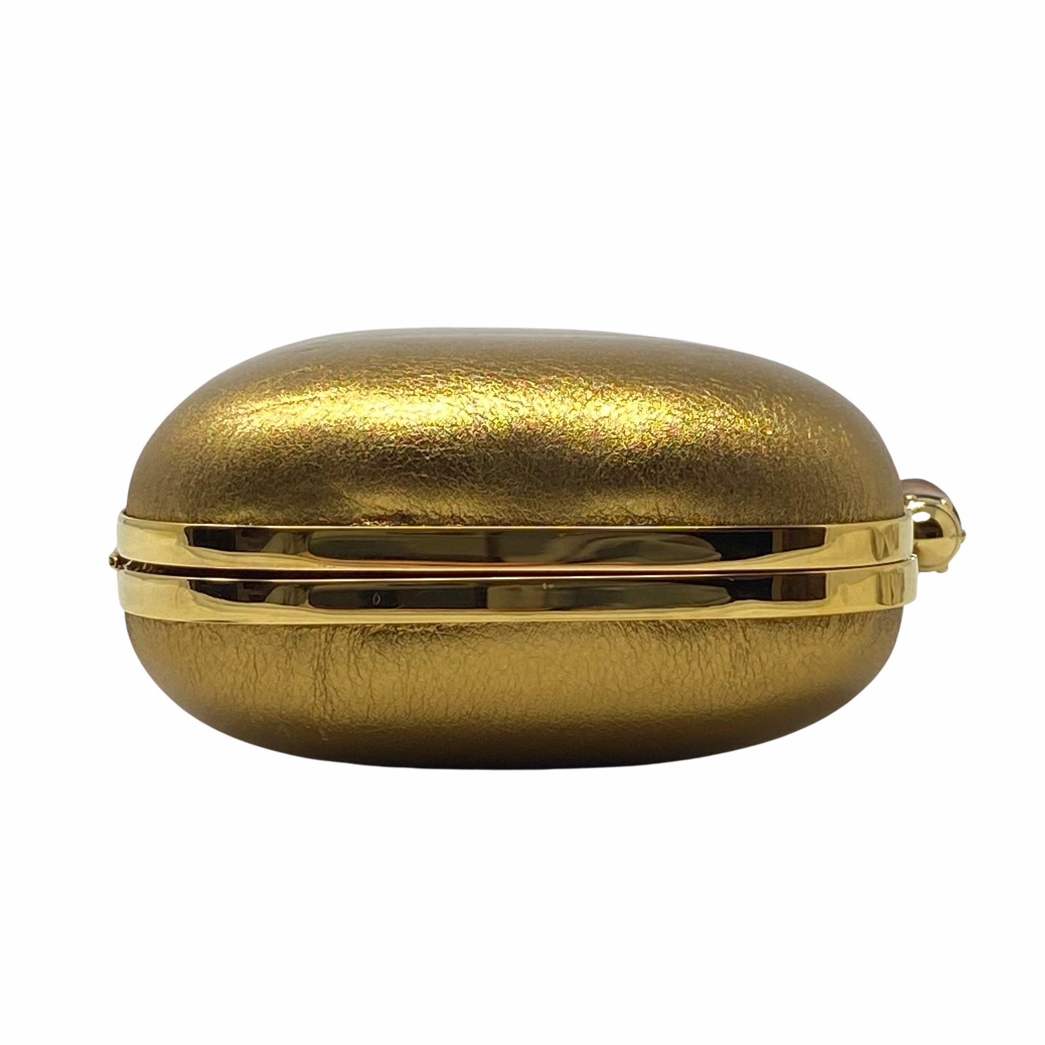 Gucci Metallic Gold Bamboo Minaudiere Clutch