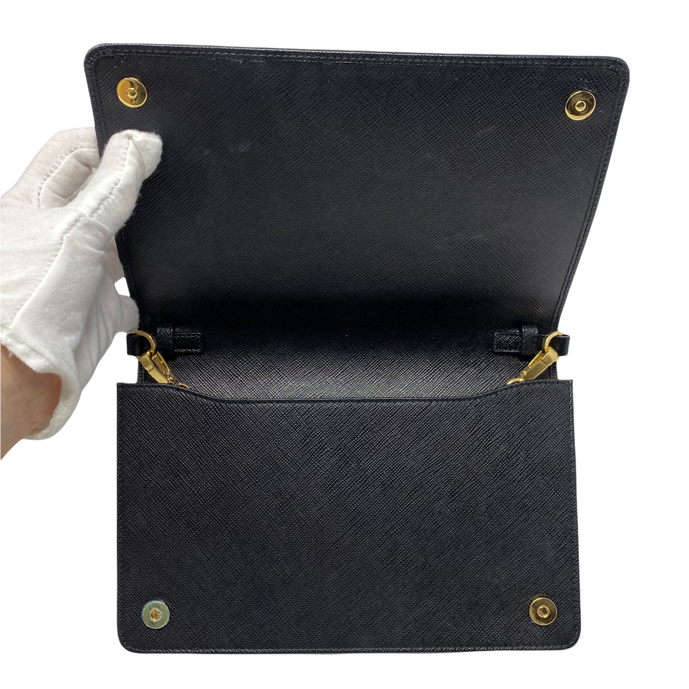 Prada Black Saffiano Mini Crossbody Bag 1BP018