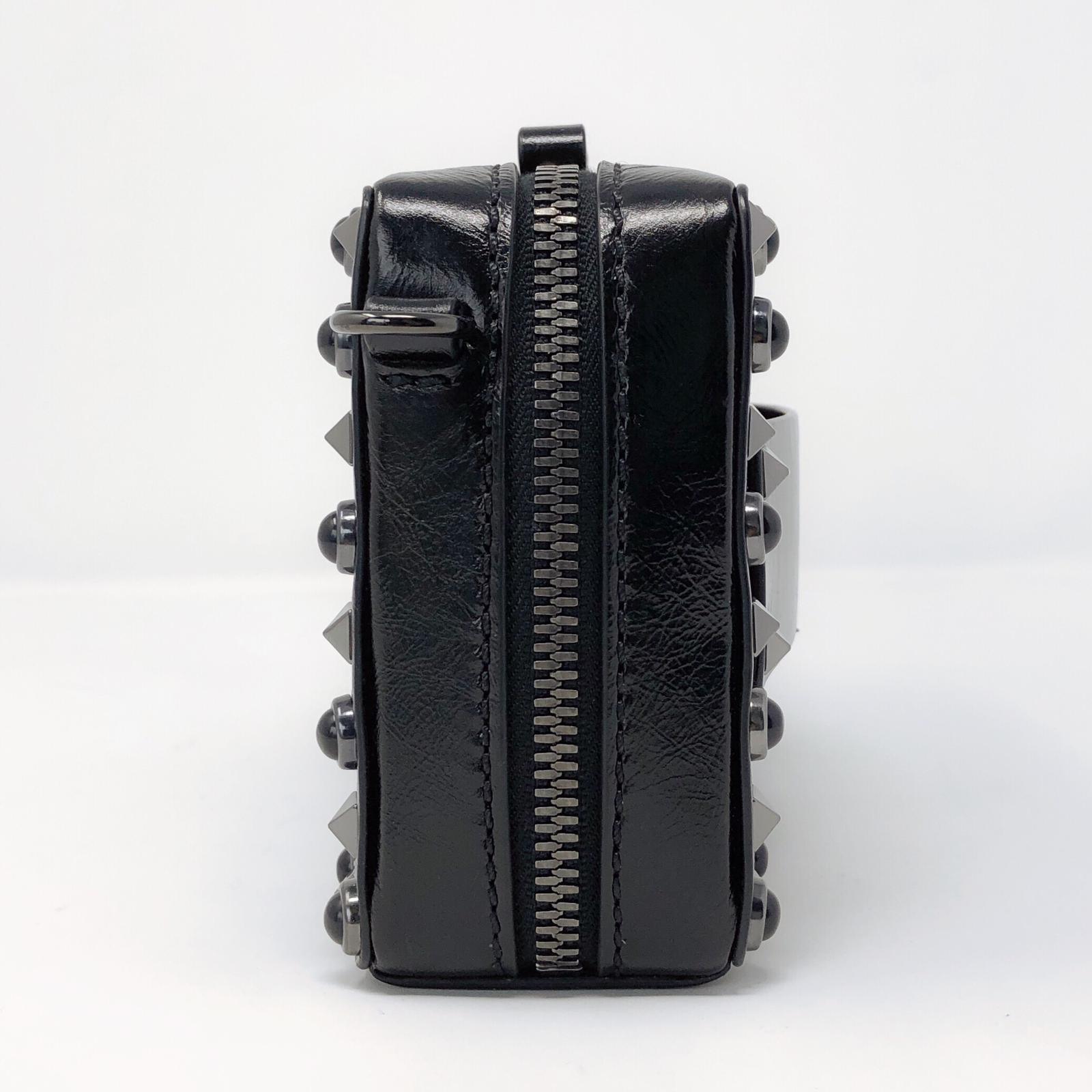 Valentino Black Rockstud Guitar Strap Camera Bag
