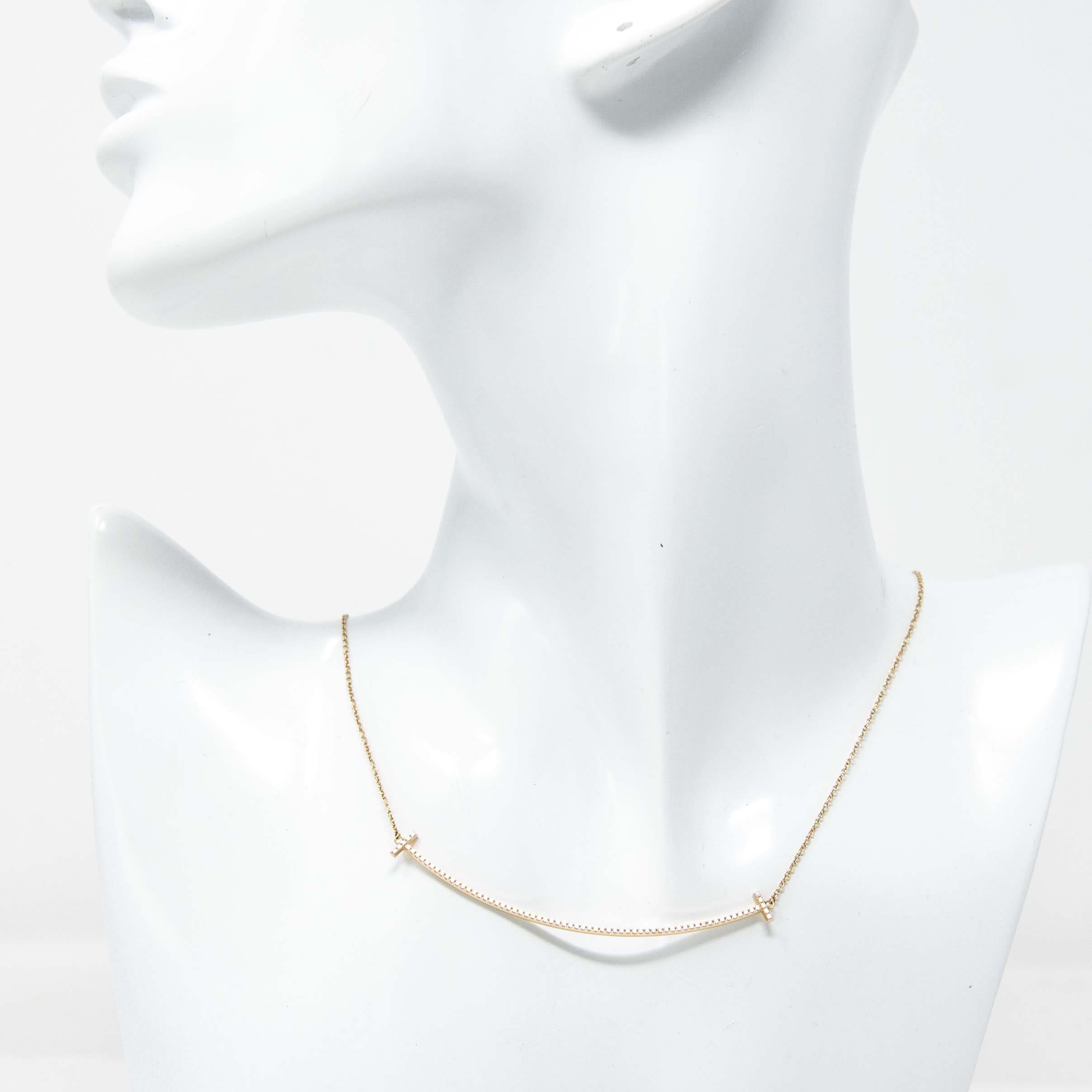 Tiffany & Co Diamond Large T-Smile Pendant Necklace