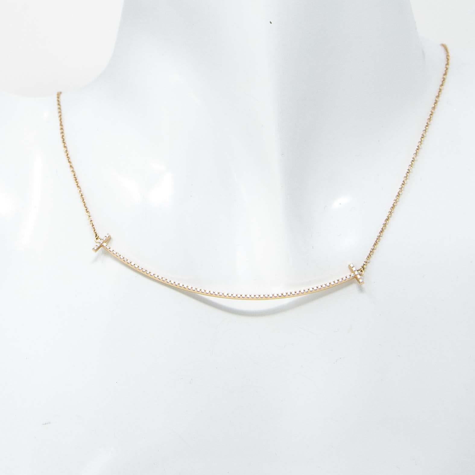 Tiffany & Co Diamond Large T-Smile Pendant Necklace