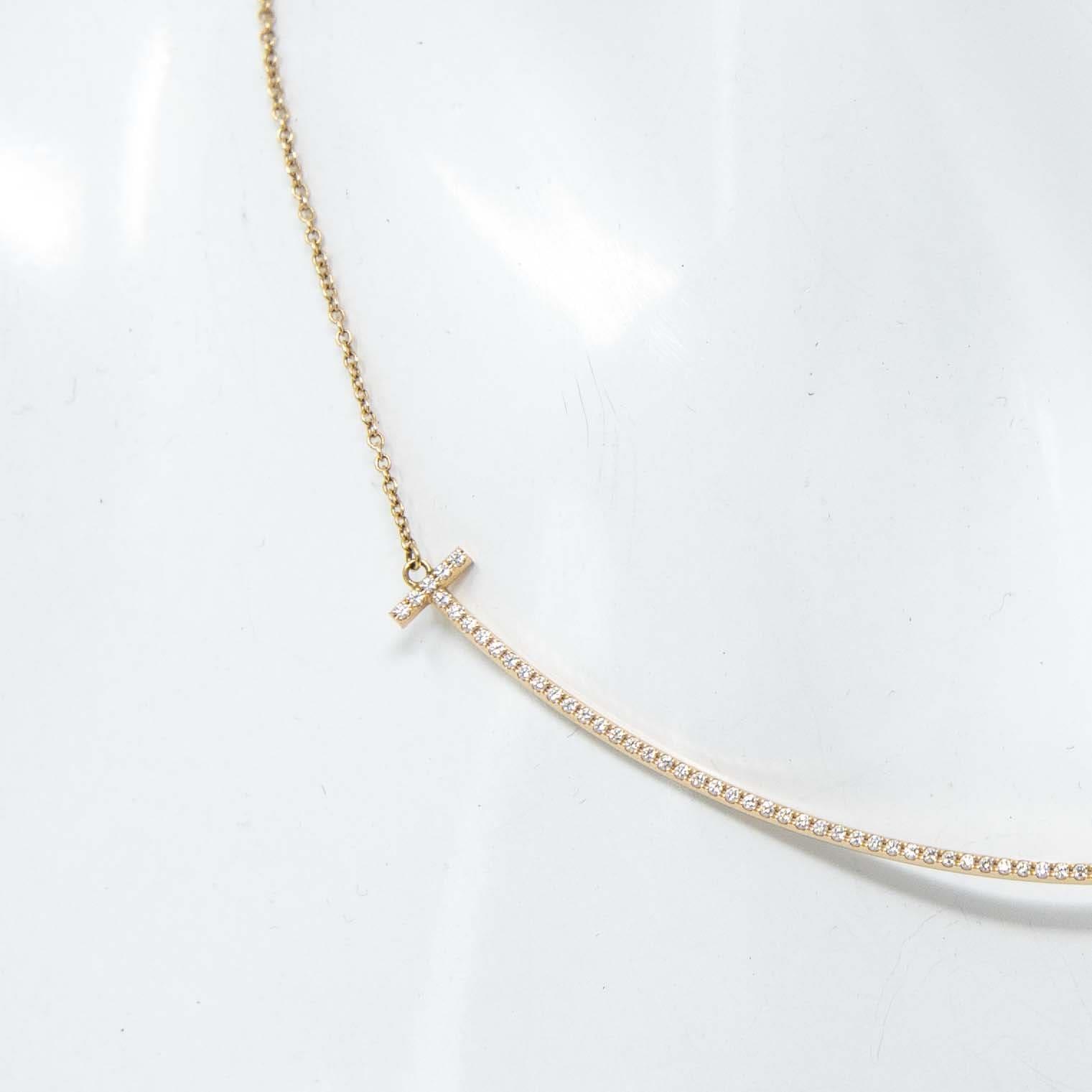 Tiffany & Co Diamond Large T-Smile Pendant Necklace
