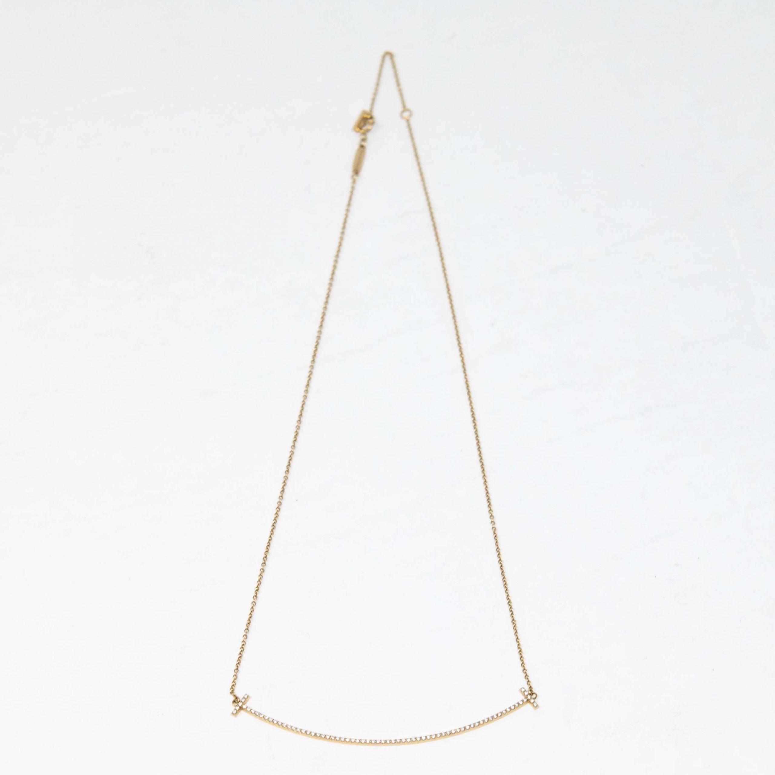 Tiffany & Co Diamond Large T-Smile Pendant Necklace