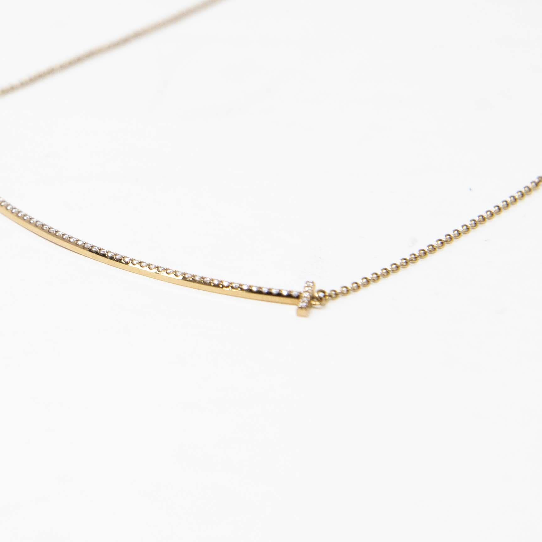 Tiffany & Co Diamond Large T-Smile Pendant Necklace