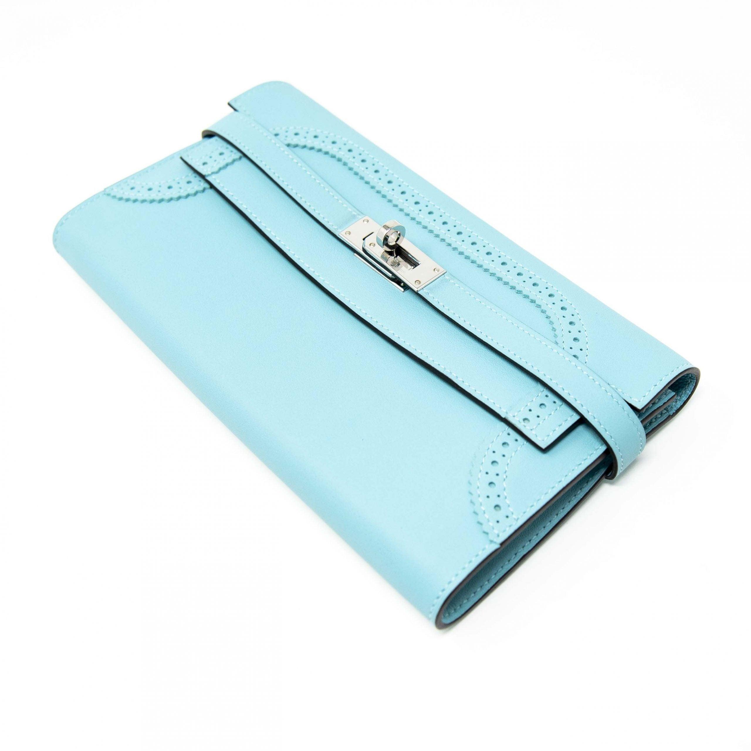 Hermes Bleu Atoll Swift Kelly Ghillies Wallet