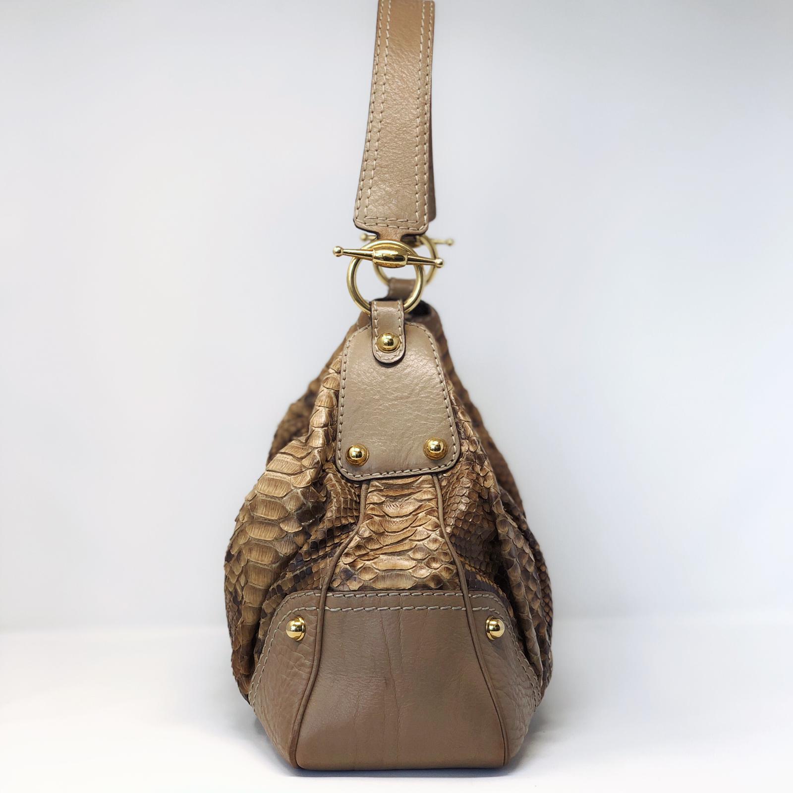 Gucci Brown Python Jockey Shoulder Bag